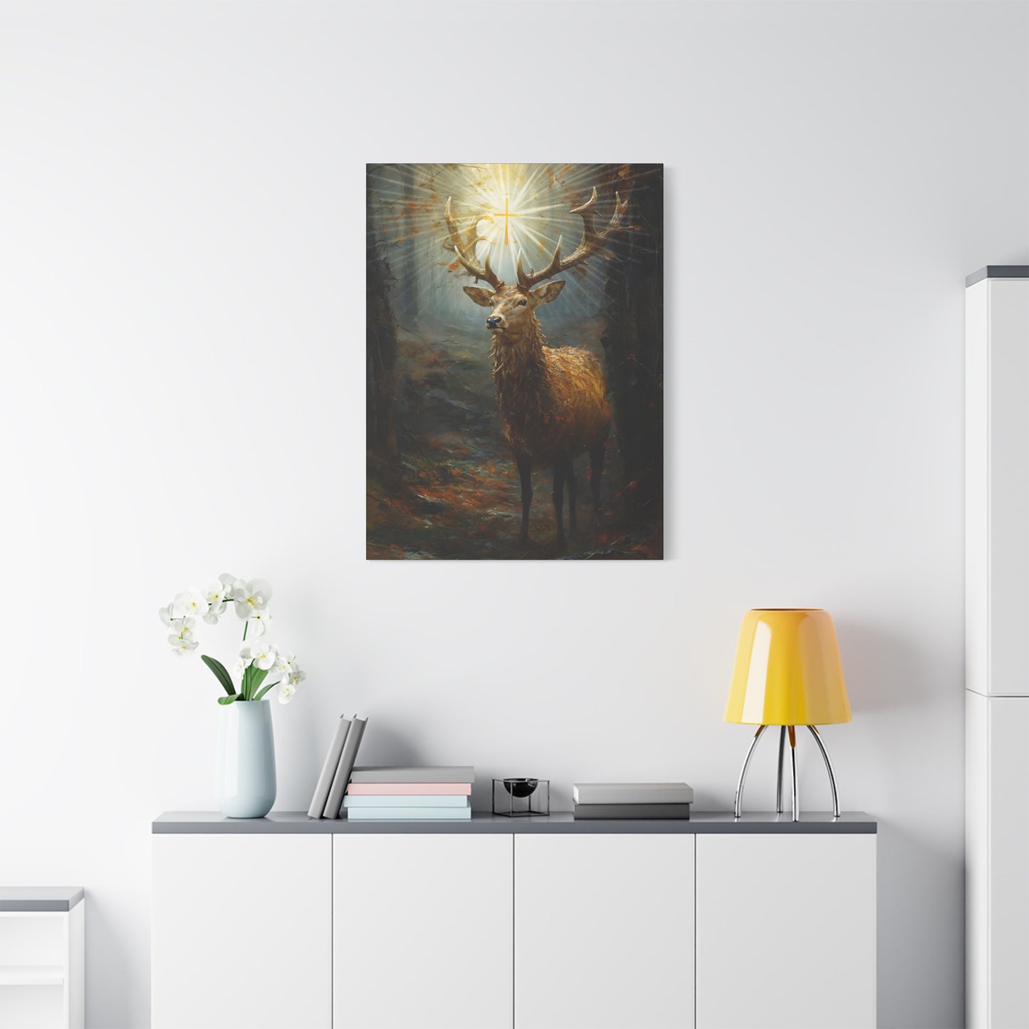 The Stag of Saint Hubert / Saint Hubertus Stag - Museum Wrapped Canvas - Sanctified Souls Print - Religious Art for your Home