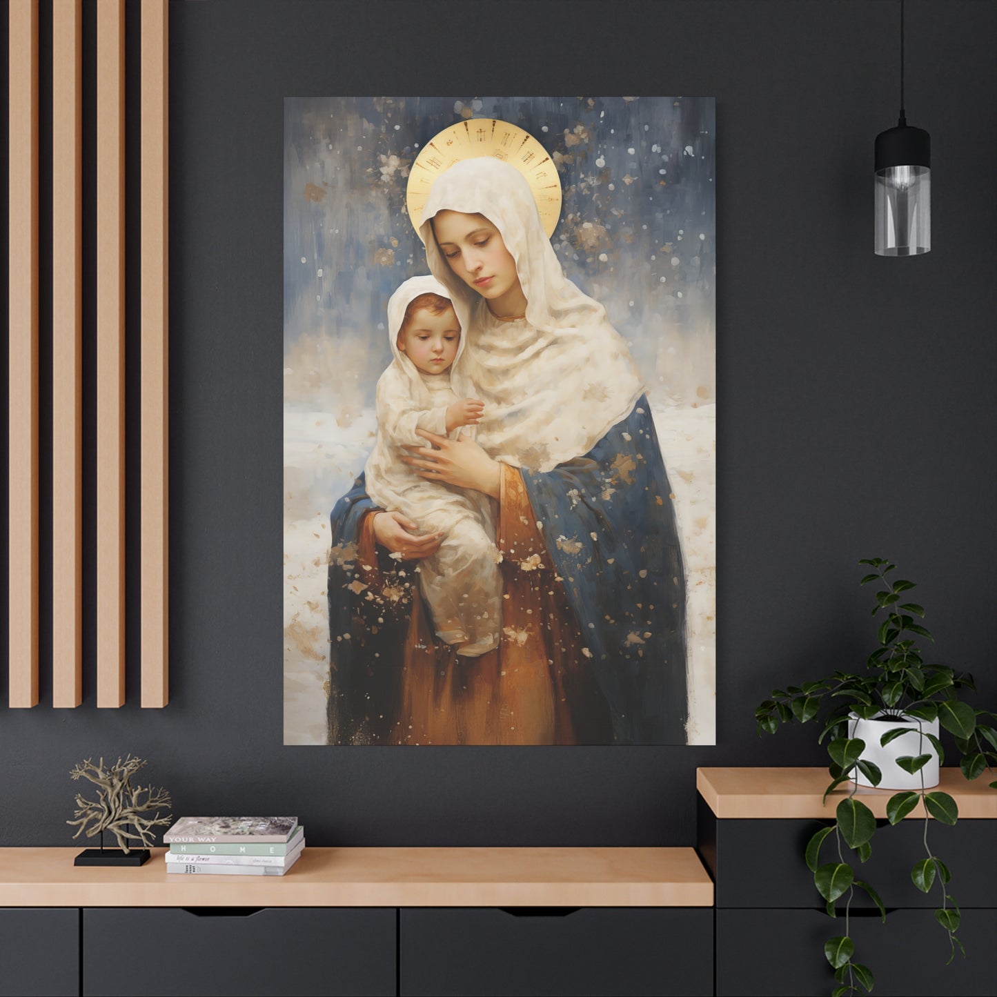 Winter's Grace : Our Lady of the Snows Canvas Print - Multiple Sizes - Catholic Home art - Gallery Wrapped Canvas - Sanctified Souls Print