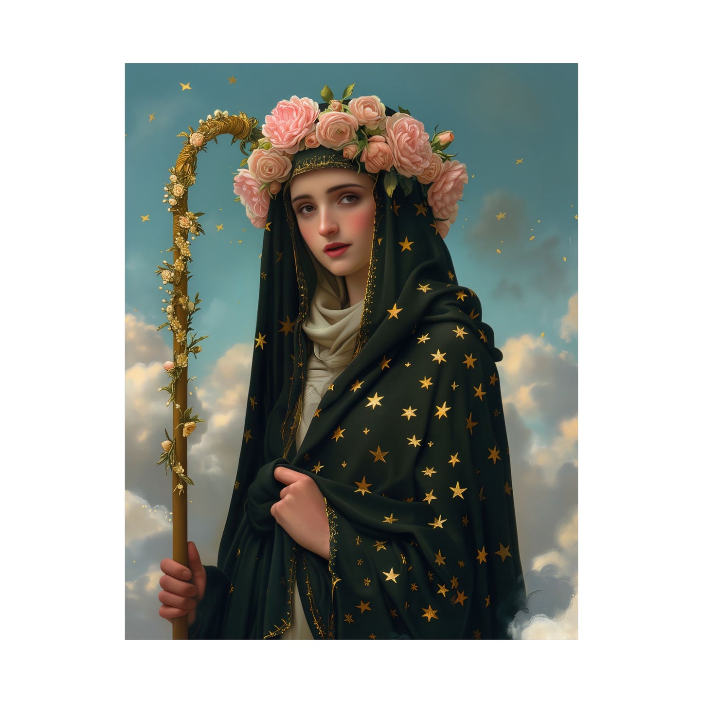 Saint Aldegund / Saint Aldegundis  - Sanctified Souls Print - Multiple Sizes - Premium Matte Vertical Posters