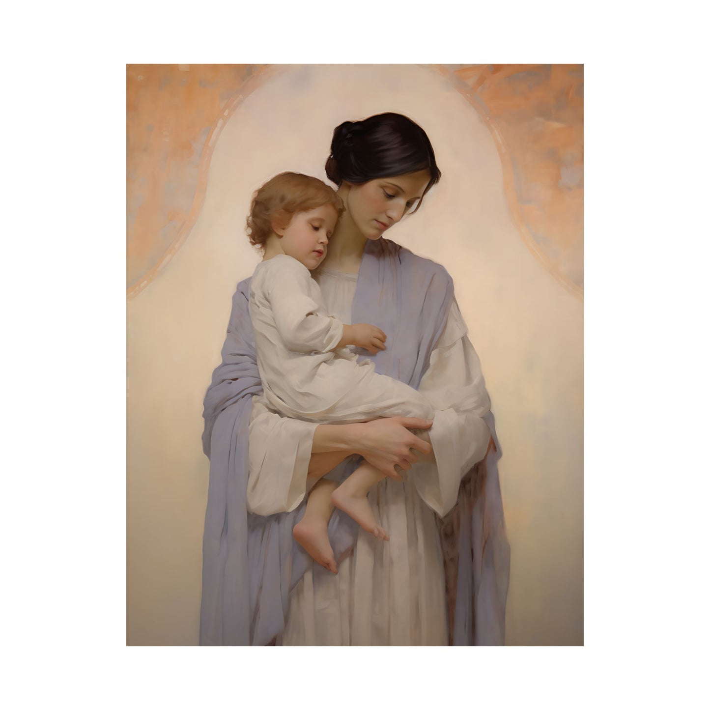 Celestial Bond Print - Sanctified Souls Print - Multiple Sizes - Premium Matte Poster - Mother's - Nursery Art - Mother and Baby