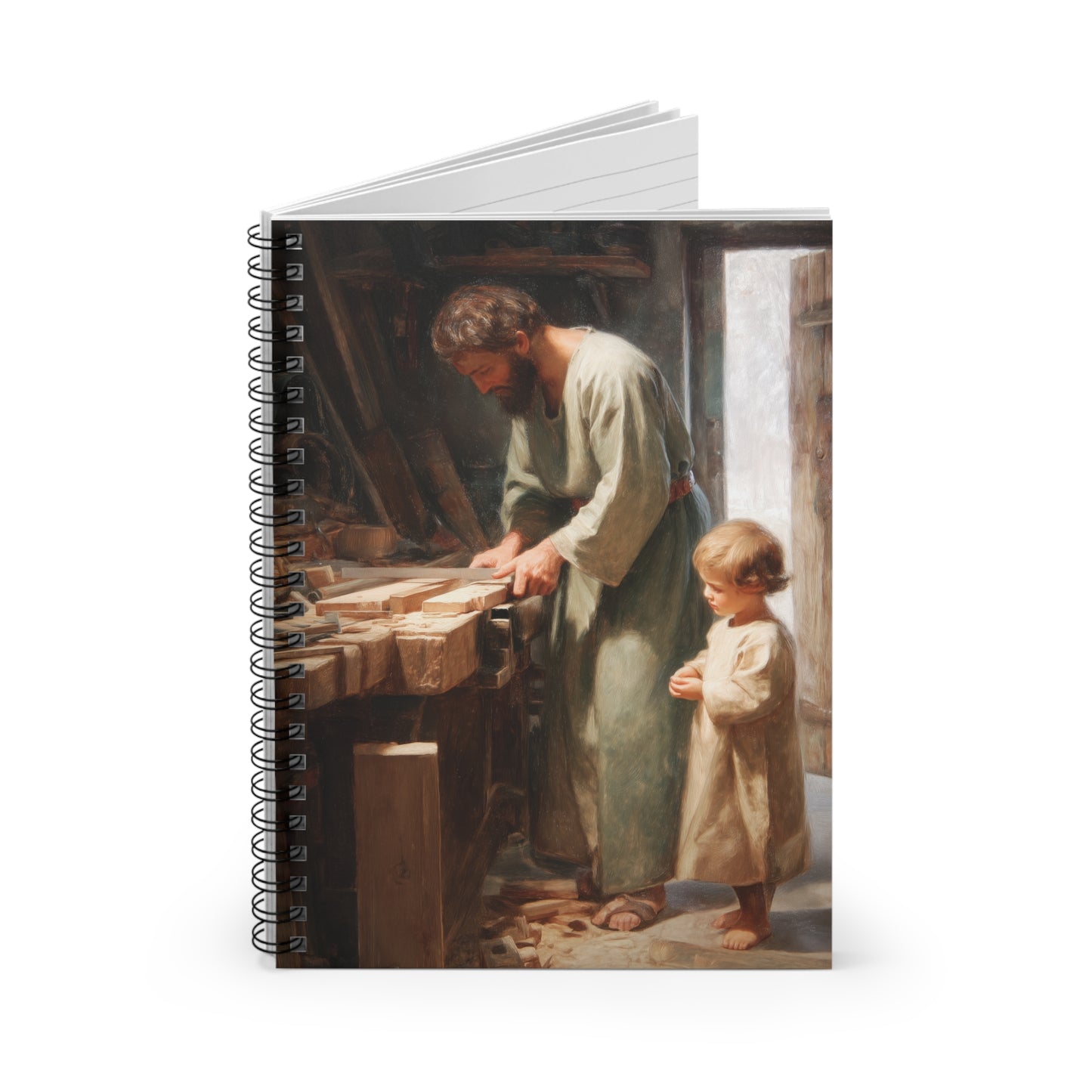 Saint Joseph the Worker  - Sanctified Souls Art - Religious Based Notebook - Spiral Notebook - Ruled Line