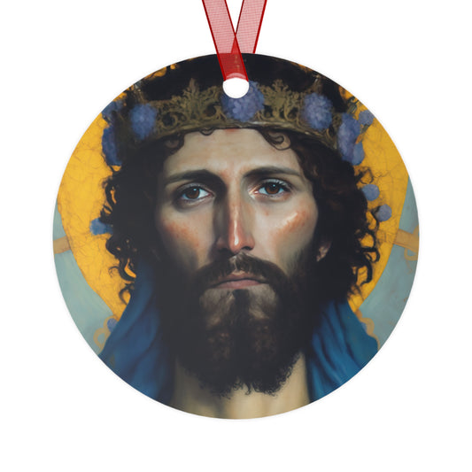 Portrait of Christ our Lord Metal Ornament - Religious Holiday Christmas Ornament and Keepsake - Double sided - Prayer Ornament