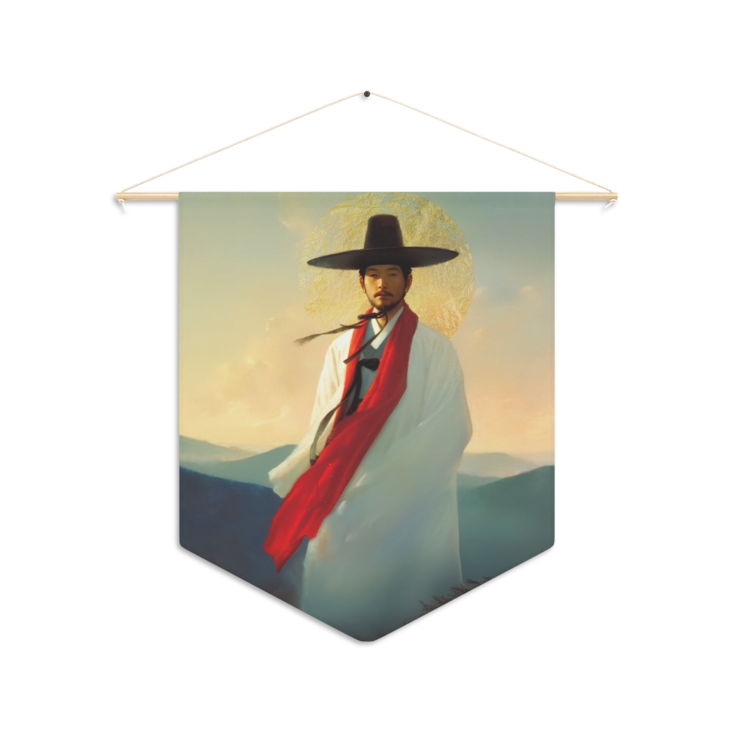 Saint Andrew Kim Taegon Pennant / Banner / Wall Hanging - Prayer room art - 18" x 21" - Catholic - Large Banner - Gifts for Catholics