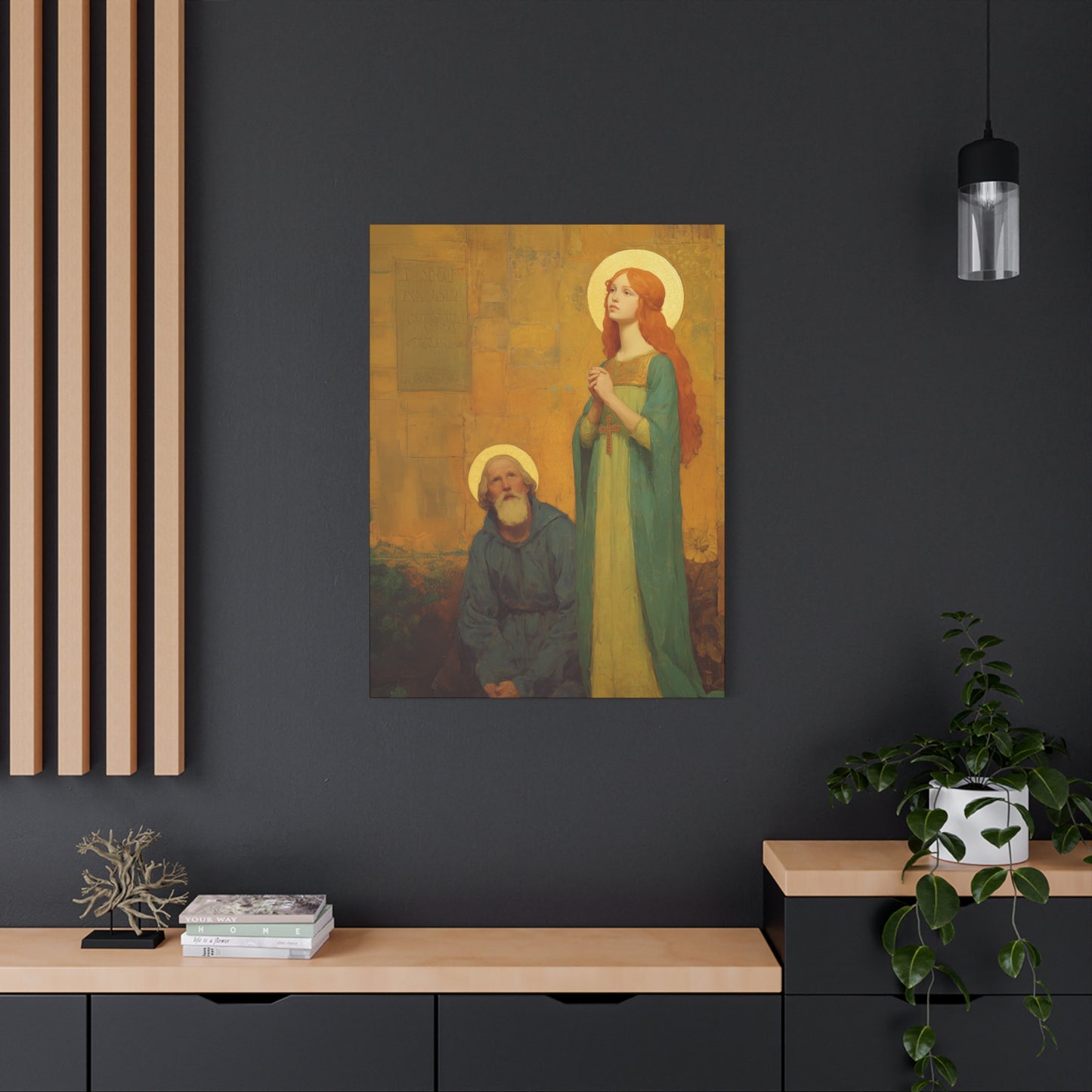 Saints Justina and Cyprian - Multiple Sizes - Catholic Home art - Museum Wrapped Canvas - Sanctified Souls Print - Catholic Martyr Art