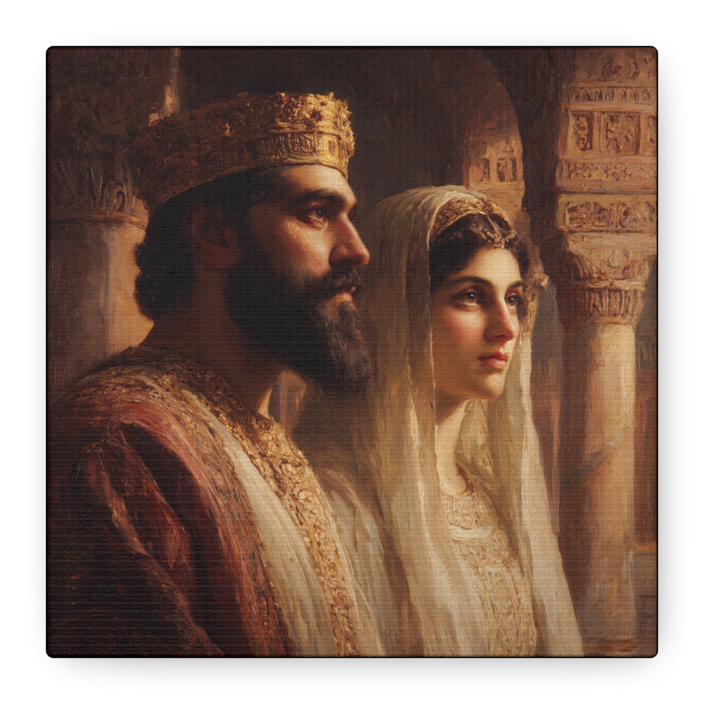 King Xerxes and Queen Esther  - Gallery Wrapped Canvas - Print - Religious Art for your Home - Catholic Art Print