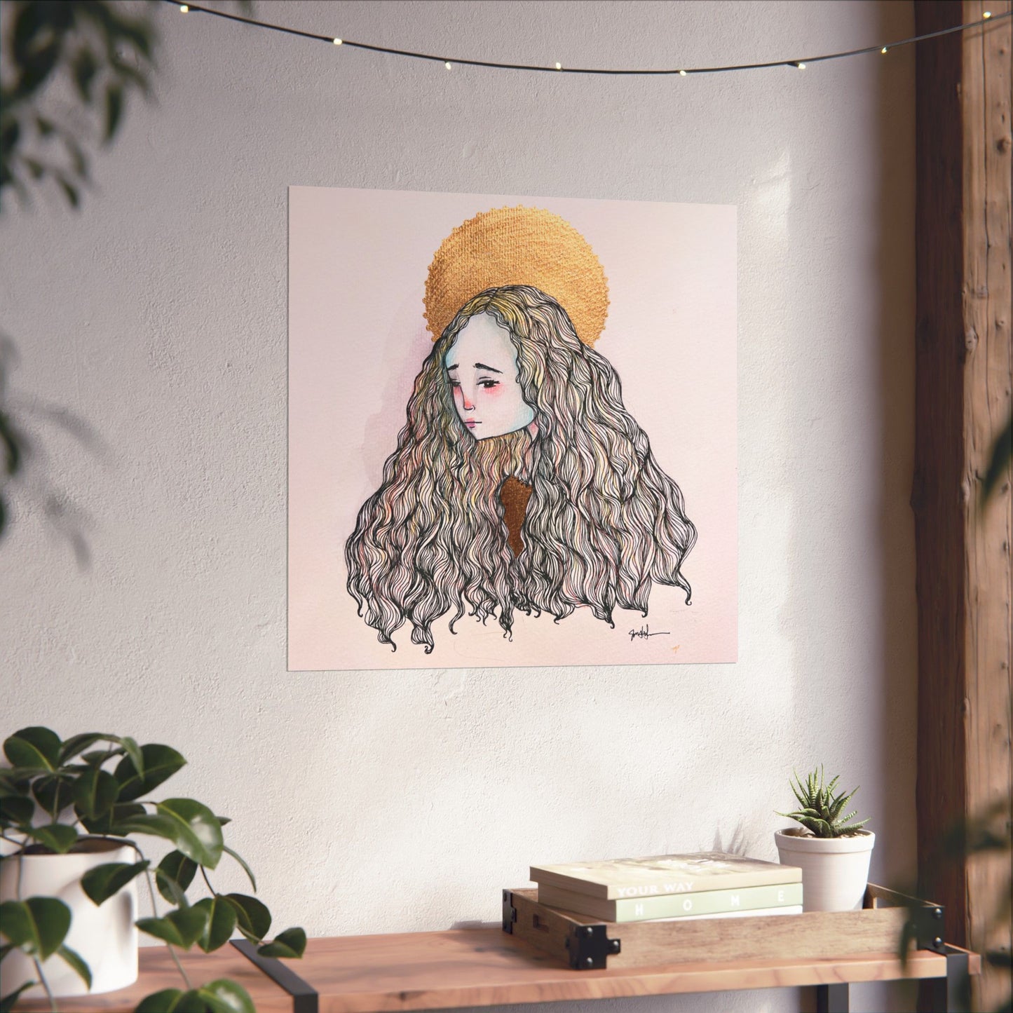 Saint Philomena Poster Print - Hand-Drawn Catholic Art Print | Christian Devotional Wall Art | Sanctified Solocosmo Religious Poster