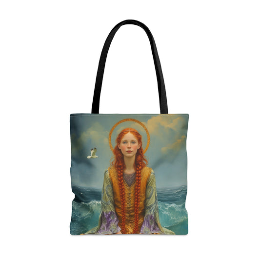 Saint Ia of Cornwall Tote Bag - Large Medium Small Faith Art Bag - Carry all reusable Art purse - Double Sided - Religious Saint Art
