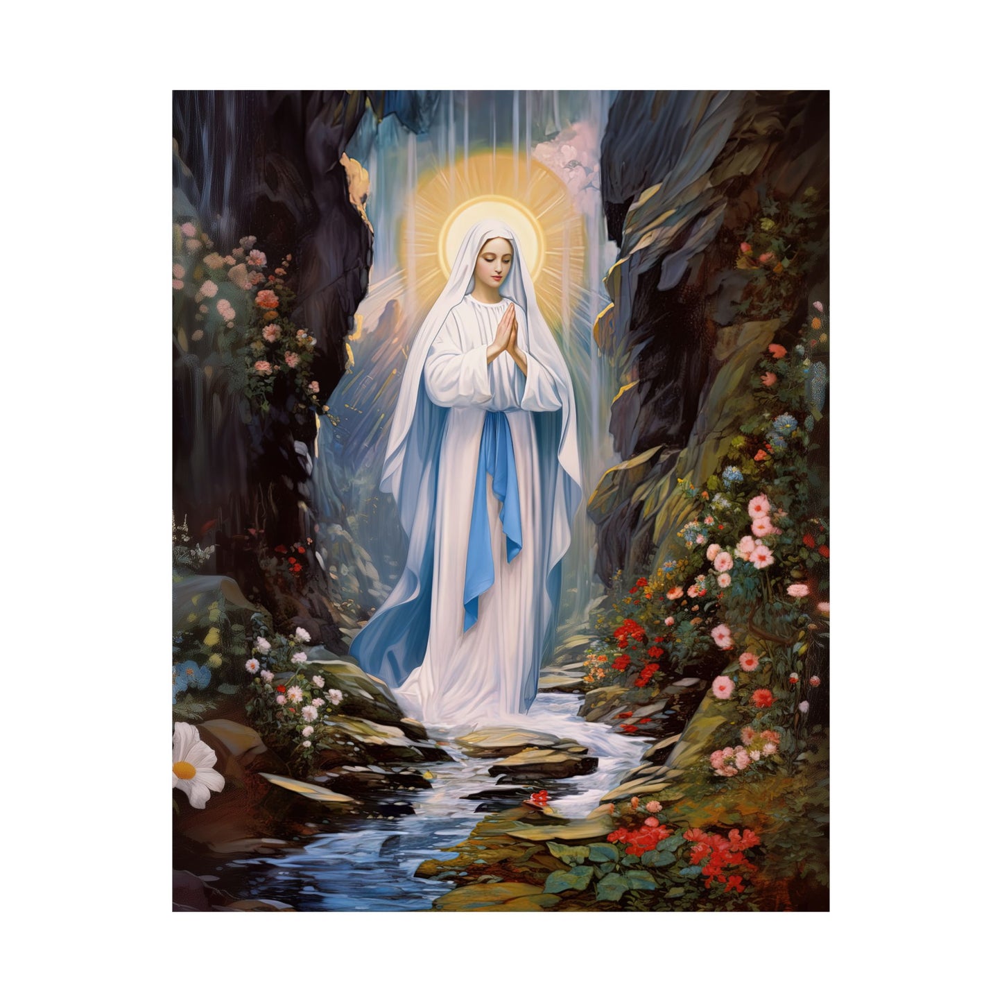 Our Lady of Lourdes - Sanctified Souls Print - Multiple Sizes - Premium Matte Vertical Posters