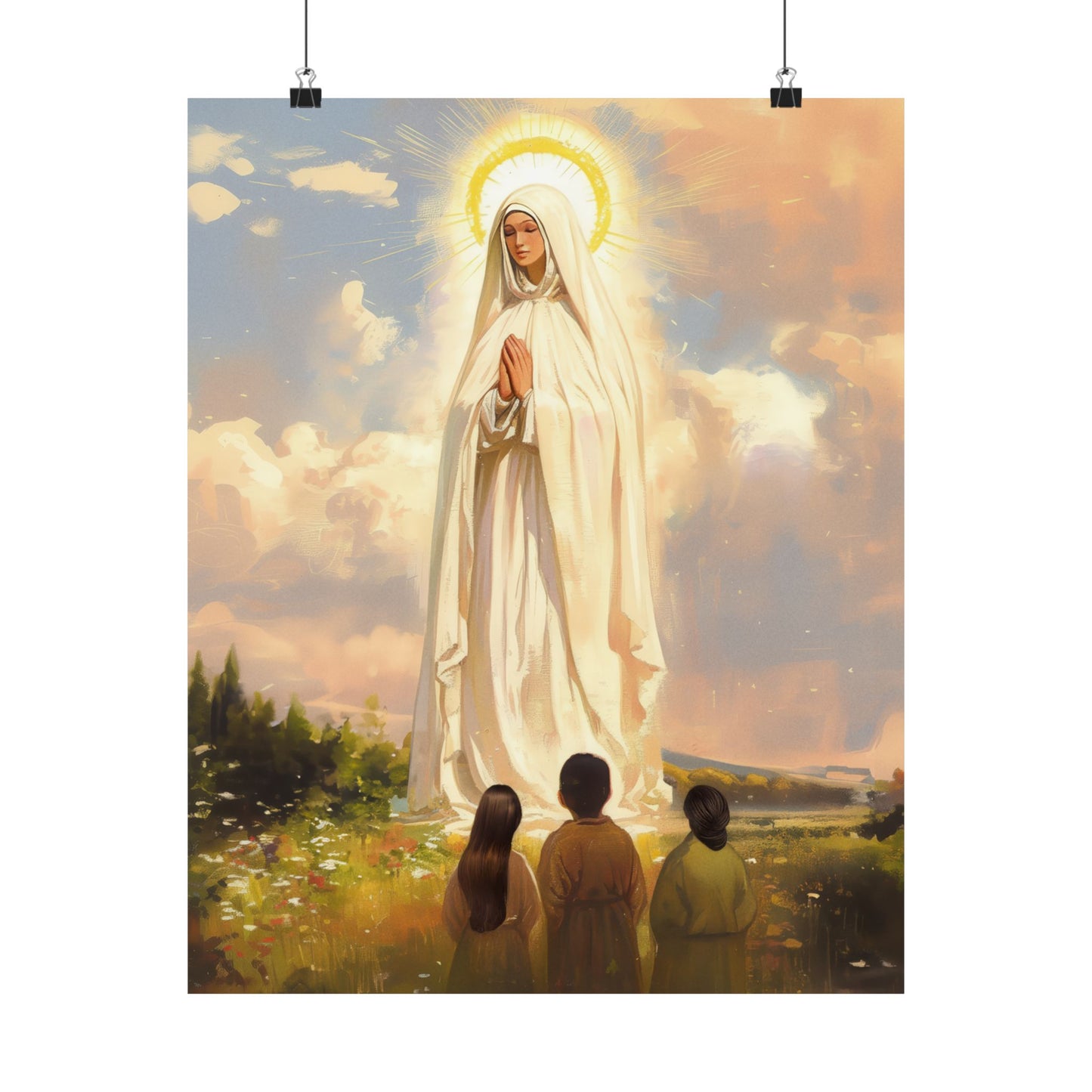 Our Lady of Fátima Poster Print - Sanctified Souls Print - Multiple Sizes - Premium Posters - Catholic Art for your home
