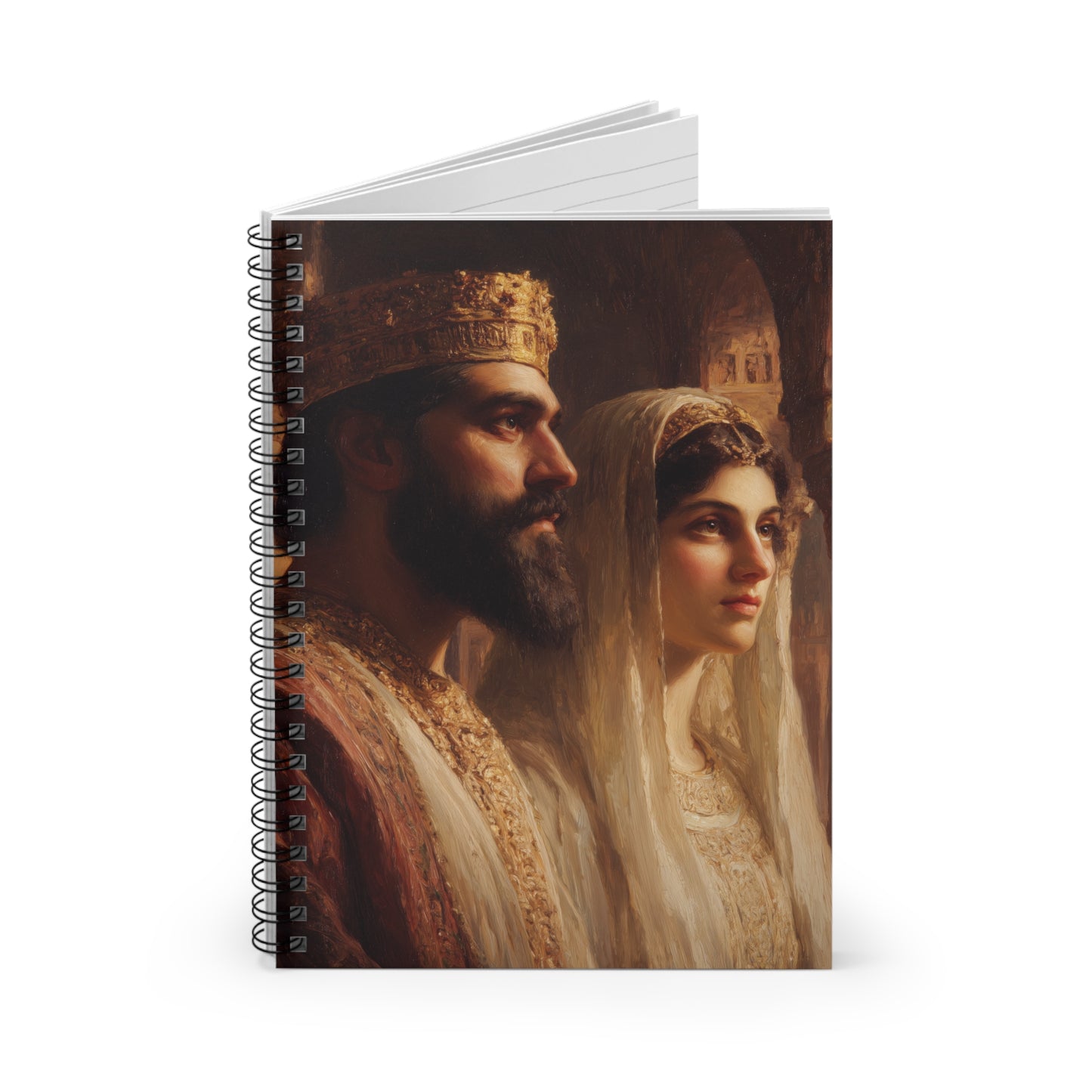 King Xerxes and Queen Esther - Sanctified Souls Art - Religious Based Notebook - Spiral Notebook