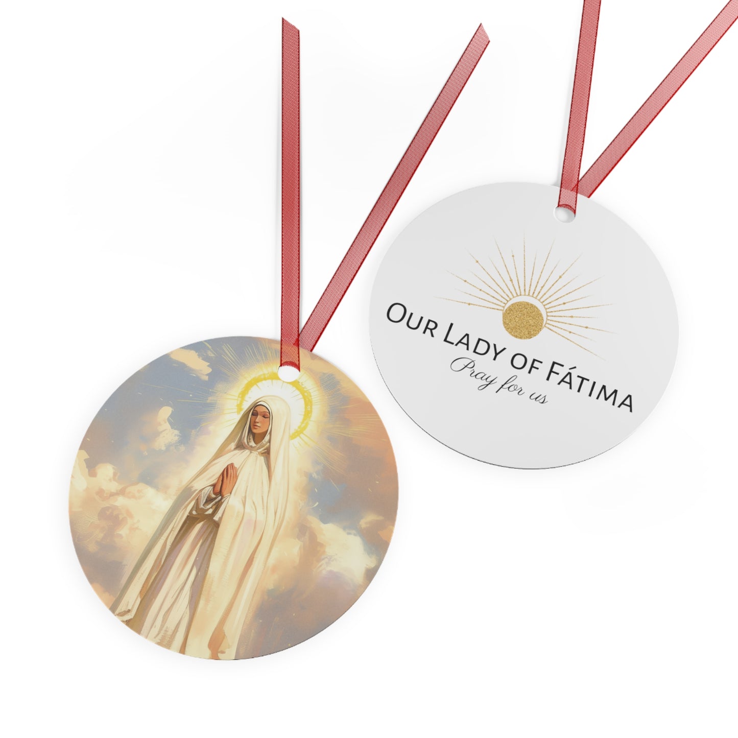 Our Lady of Fátima Metal Ornament - Religious Holiday Christmas Ornament and Keepsake - Catholic Religious Keepsake