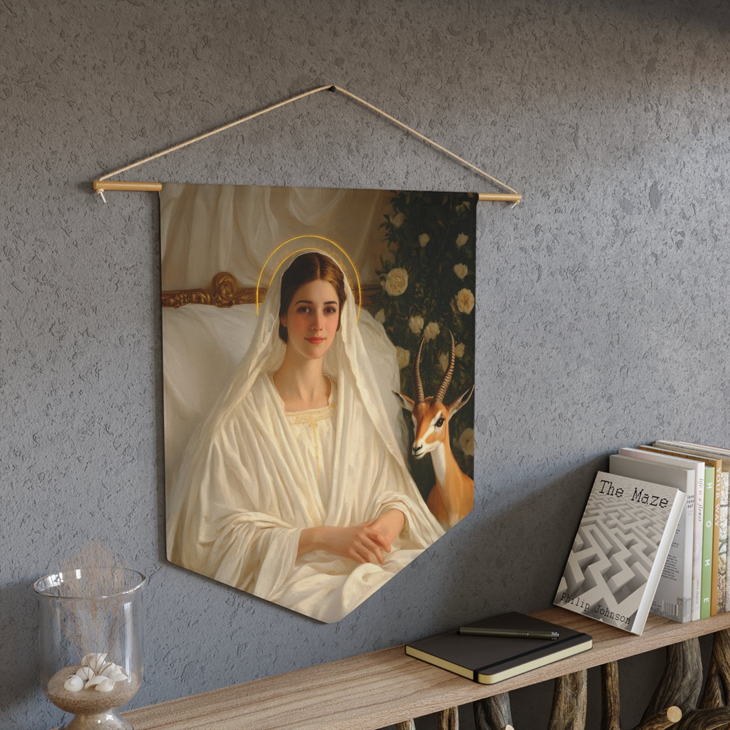 Saint Tabitha Pennant / Banner / Wall Hanging - Prayer room art - 18" x 21" - Catholic prayer Religious - Large Print
