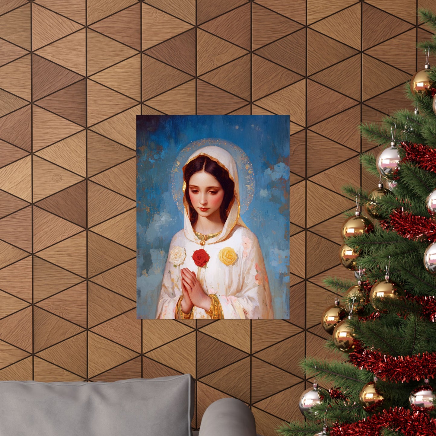 Rosa Mystica - Mystical Rose - Mother Mary - Marian Art - Sanctified Souls Print - Multiple Sizes - Premium Vertical Posters
