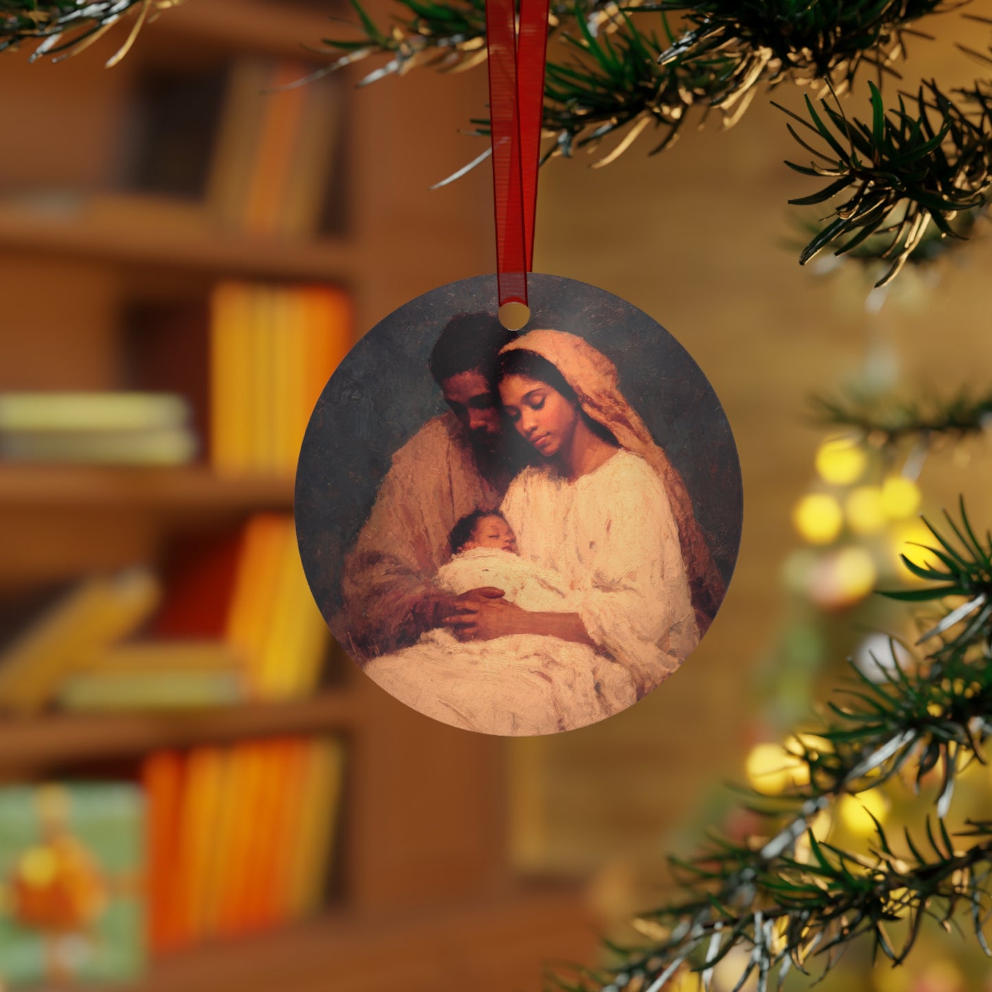 Love Made Visible in the Holy Family- Metal Ornament - Religious Holiday Christmas Ornament and Keepsake