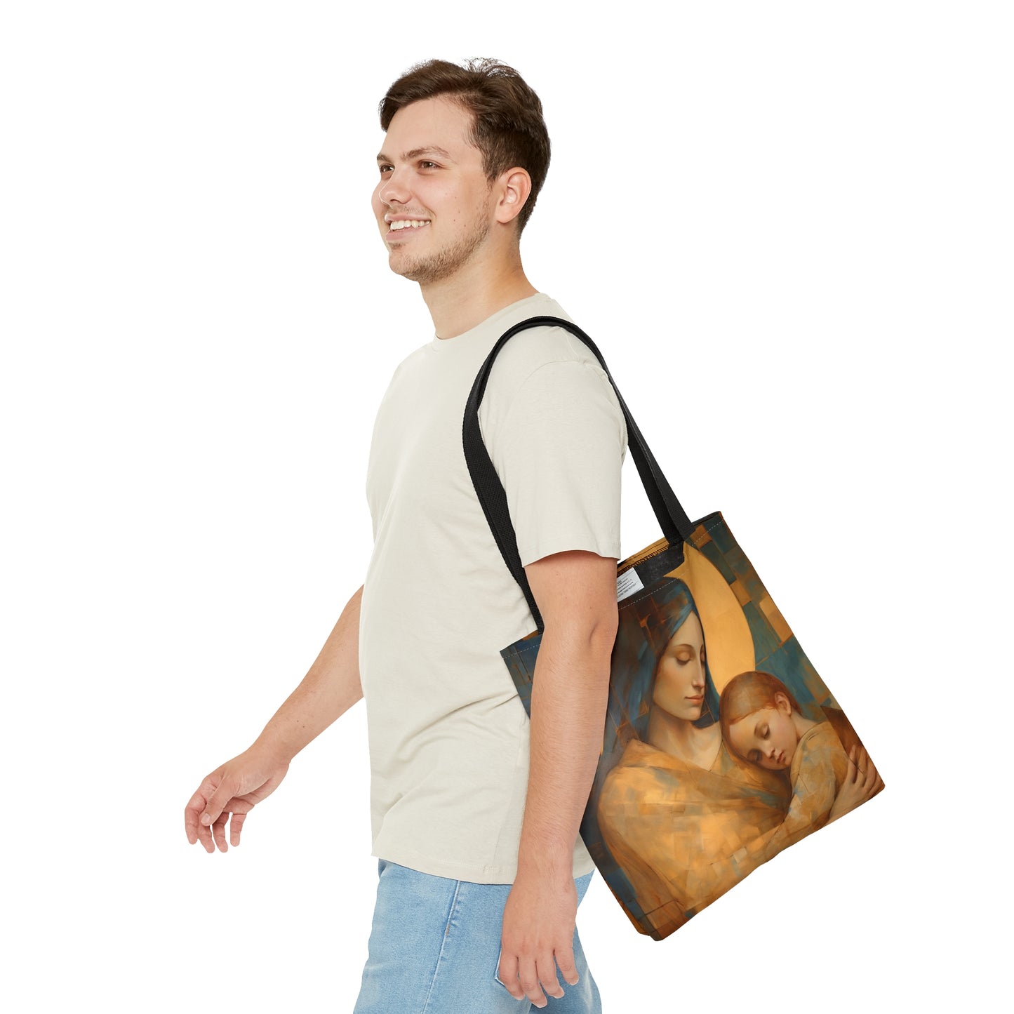 Heavenly Connection - Mary and the Divine Son Tote Bag - Large Medium Small Faith Art Bag - Re usable Tote Purse - Catholic Art Bag