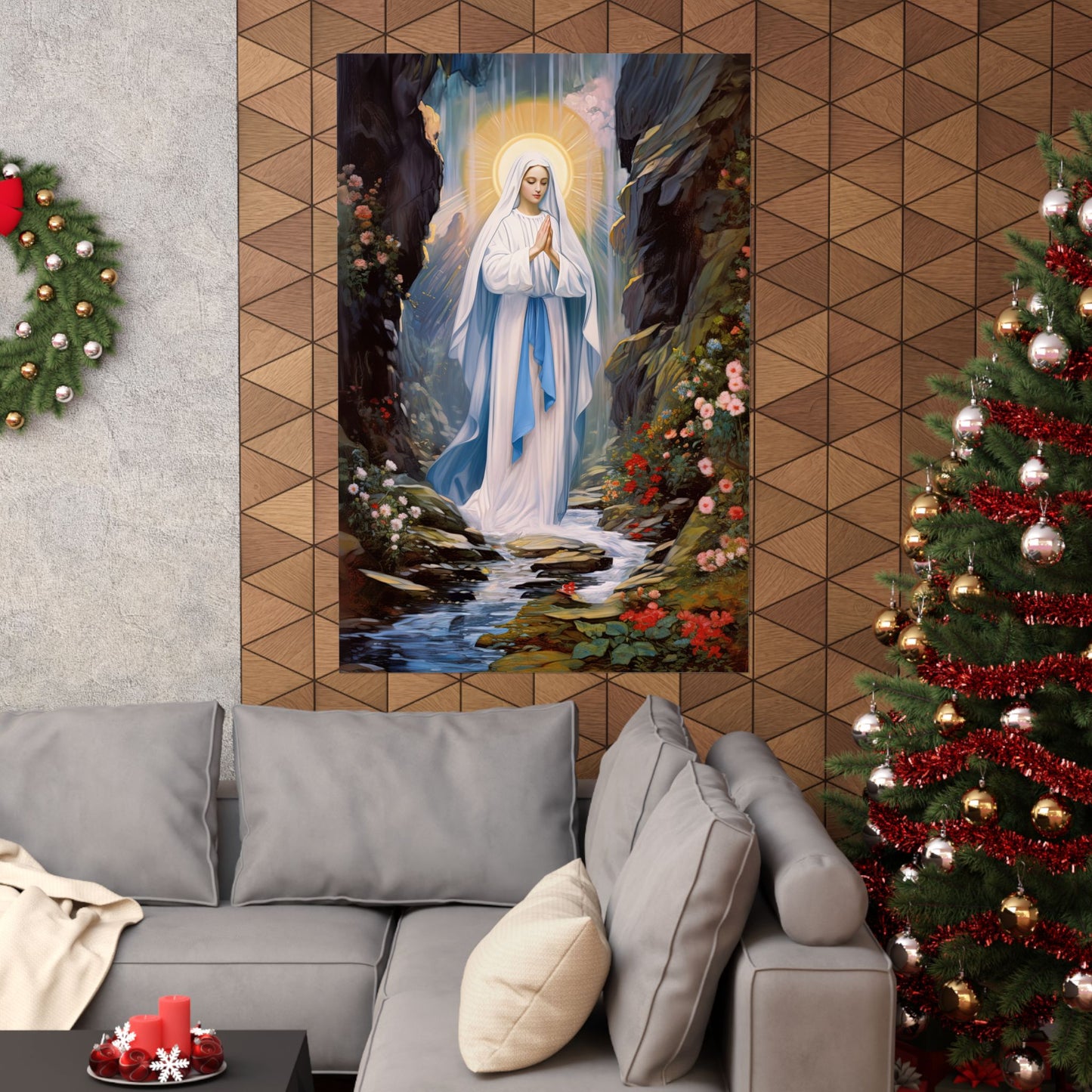 Our Lady of Lourdes - Sanctified Souls Print - Multiple Sizes - Premium Matte Vertical Posters