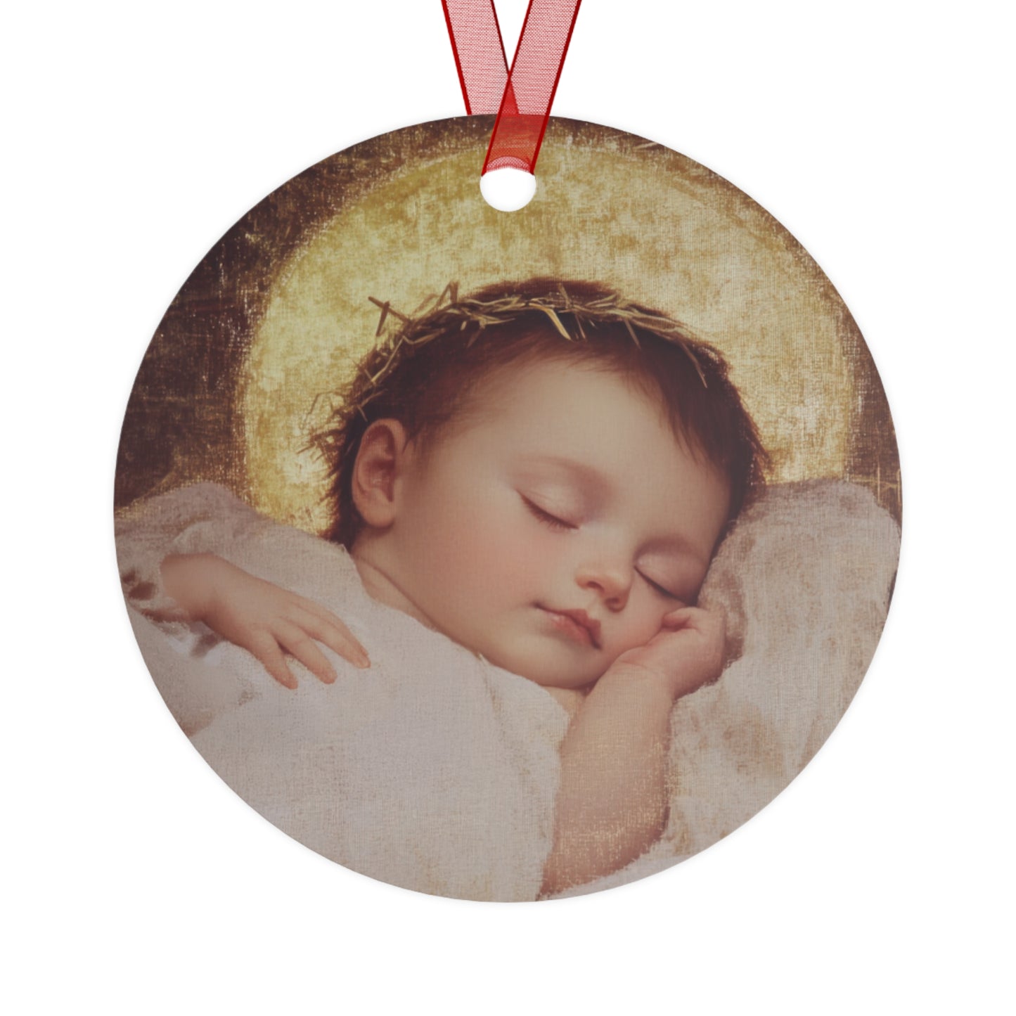 The Christ Child Born Into the Quiet of the World - Metal Ornament - Religious Holiday Christmas Ornament and Keepsake