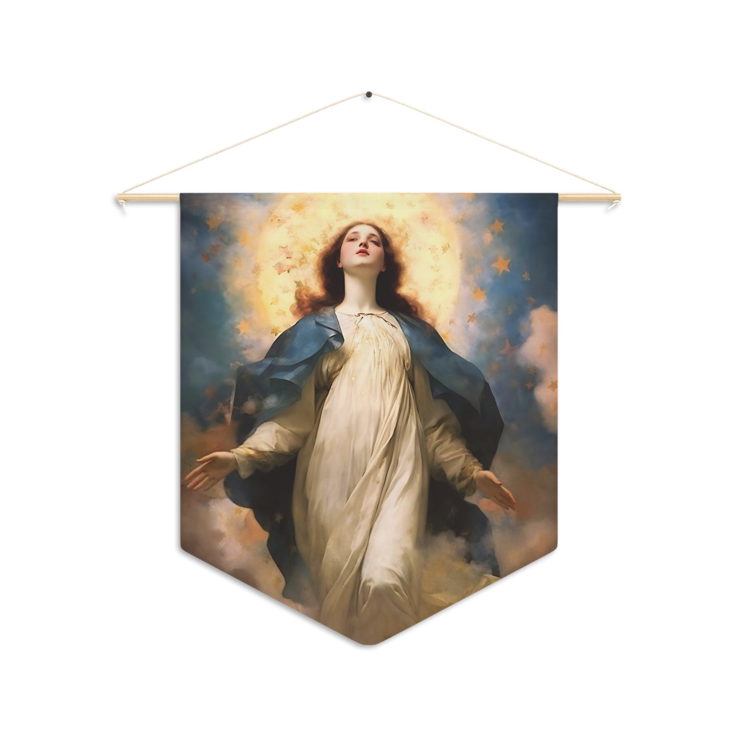 The Assumption of Mary Wall Banner / Wall Hanging / Pennant - Religious Art - Prayer room - Catholic Art - Large Print - 18" x 21"