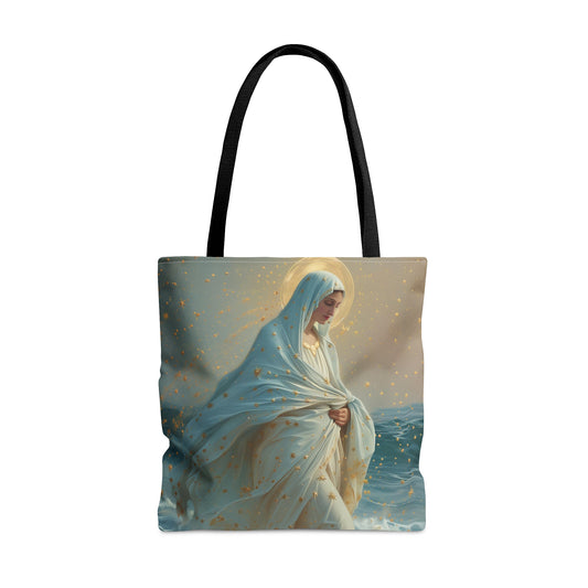 Guiding Light - Our Lady, Star of the Sea Tote Bag - Large Medium Small Faith Art Bag - Re usable Tote Purse - Double Sided - Catholic Art