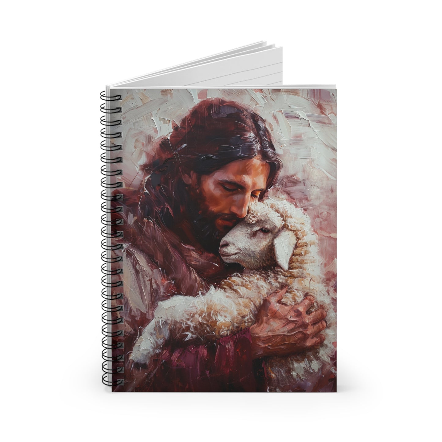 Jesus and the Little Lamb - Sanctified Souls Art - Religious - Spiral Notebook - Ruled Line - Catholic Religious art - Christian Jesus Art