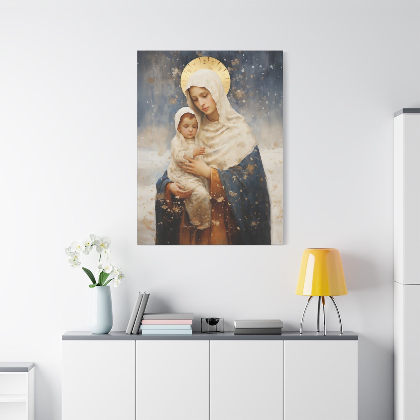 Winter's Grace : Our Lady of the Snows Canvas Print - Multiple Sizes - Catholic Home art - Gallery Wrapped Canvas - Sanctified Souls Print