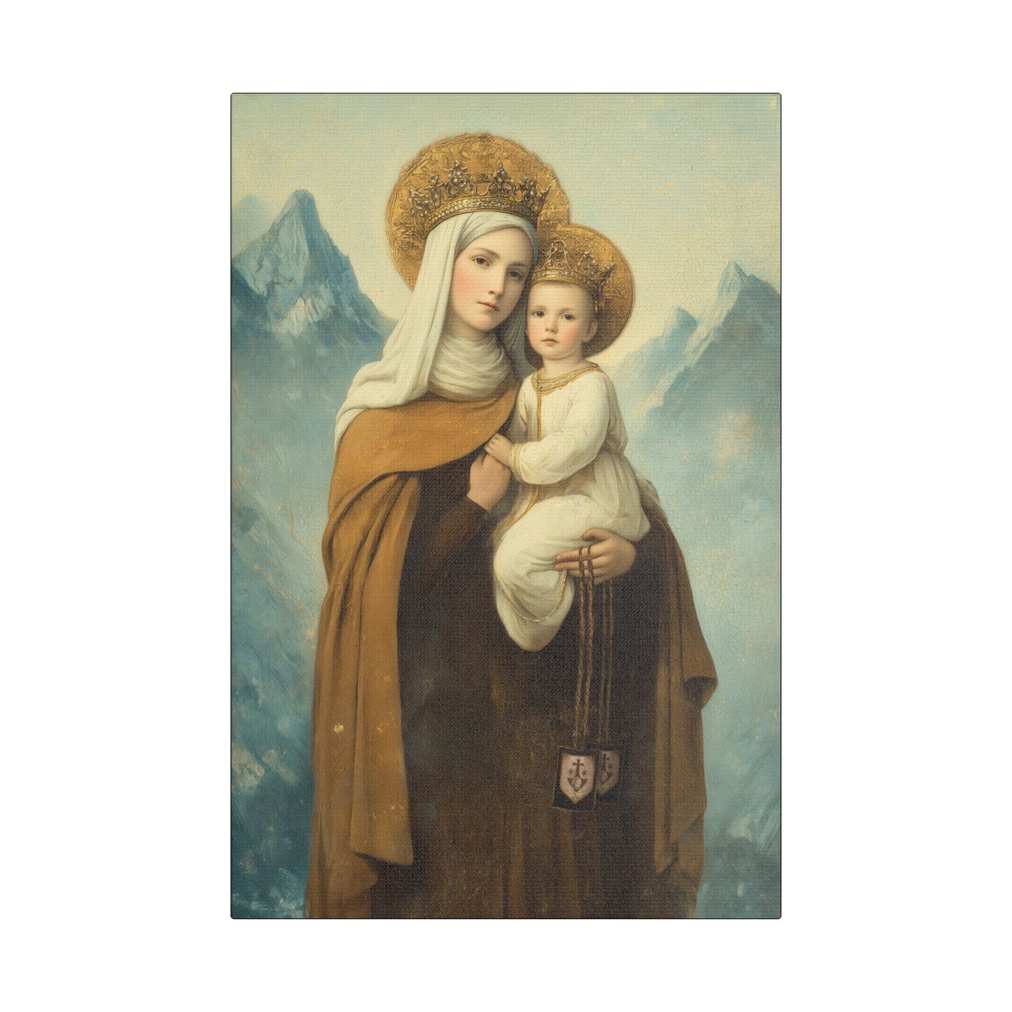 The Gift of the Scapular - Our Lady of Mount Carmel Wrapped Canvas Print - Multiple Sizes - Catholic Home art Matte Canvas, Stretched