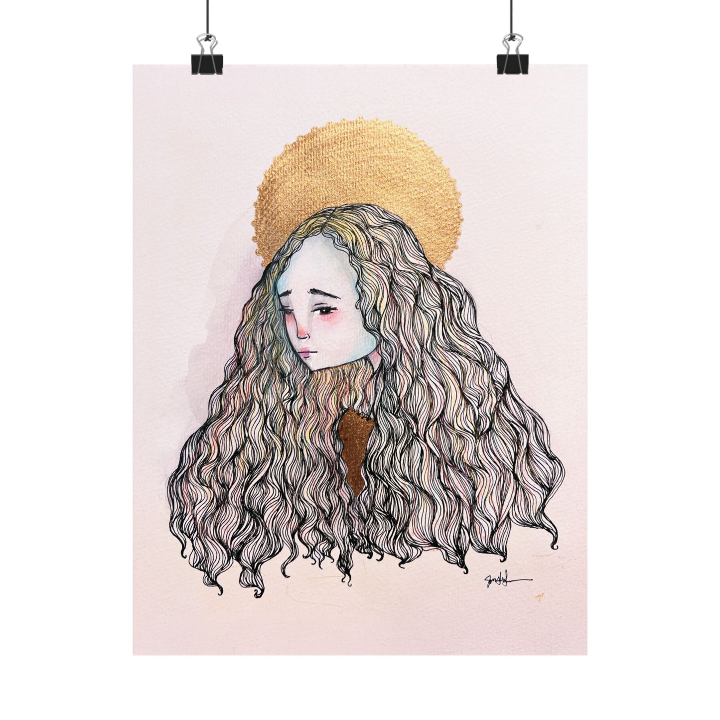 Saint Philomena Poster Print - Hand-Drawn Catholic Art Print | Christian Devotional Wall Art | Sanctified Solocosmo Religious Poster