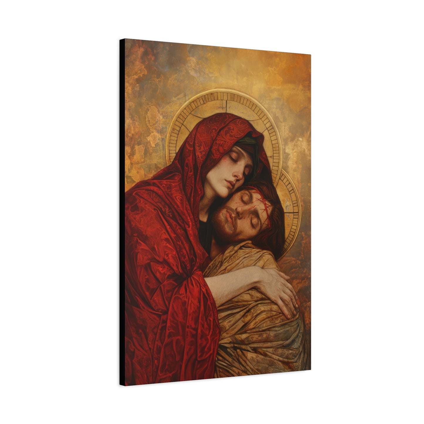 Eternal Sorrow - Mary's Mourning Beneath the Cross - Museum Wrapped Canvas - Print - Religious Art for your Home - Christian print