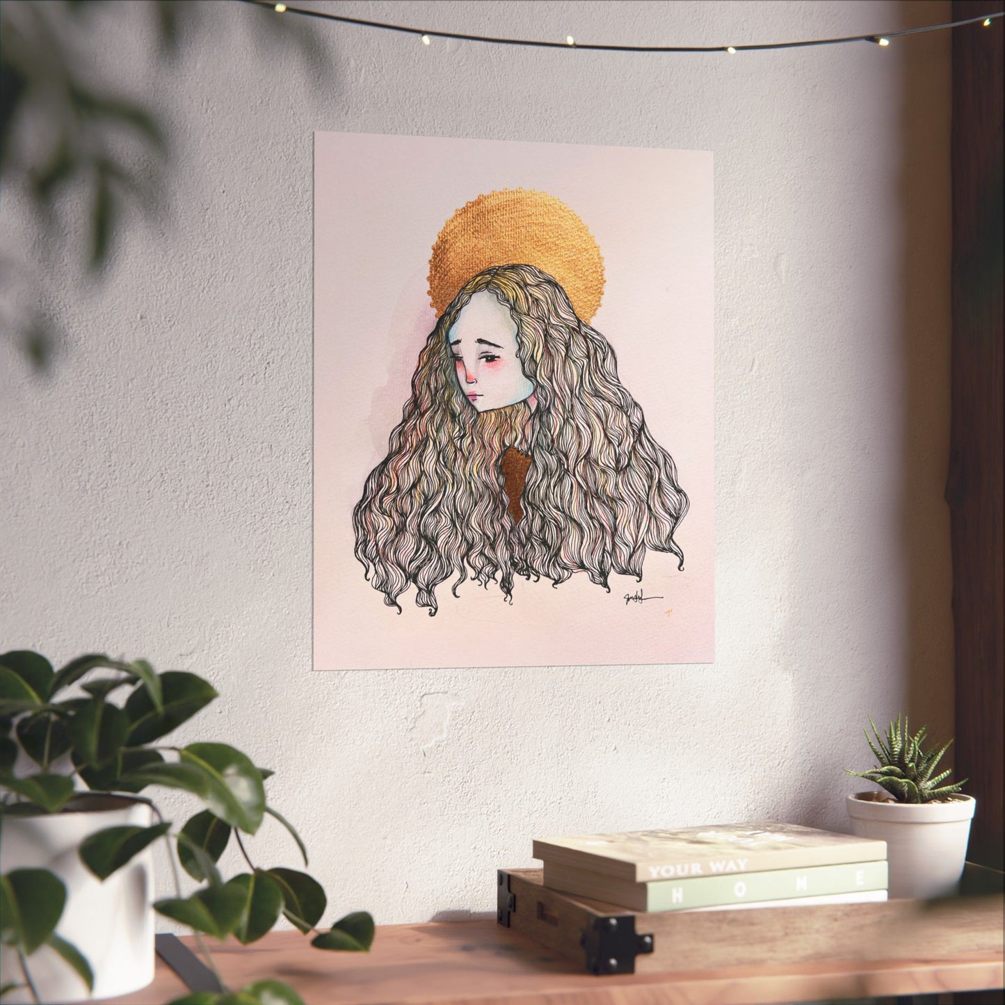 Saint Philomena Poster Print - Hand-Drawn Catholic Art Print | Christian Devotional Wall Art | Sanctified Solocosmo Religious Poster