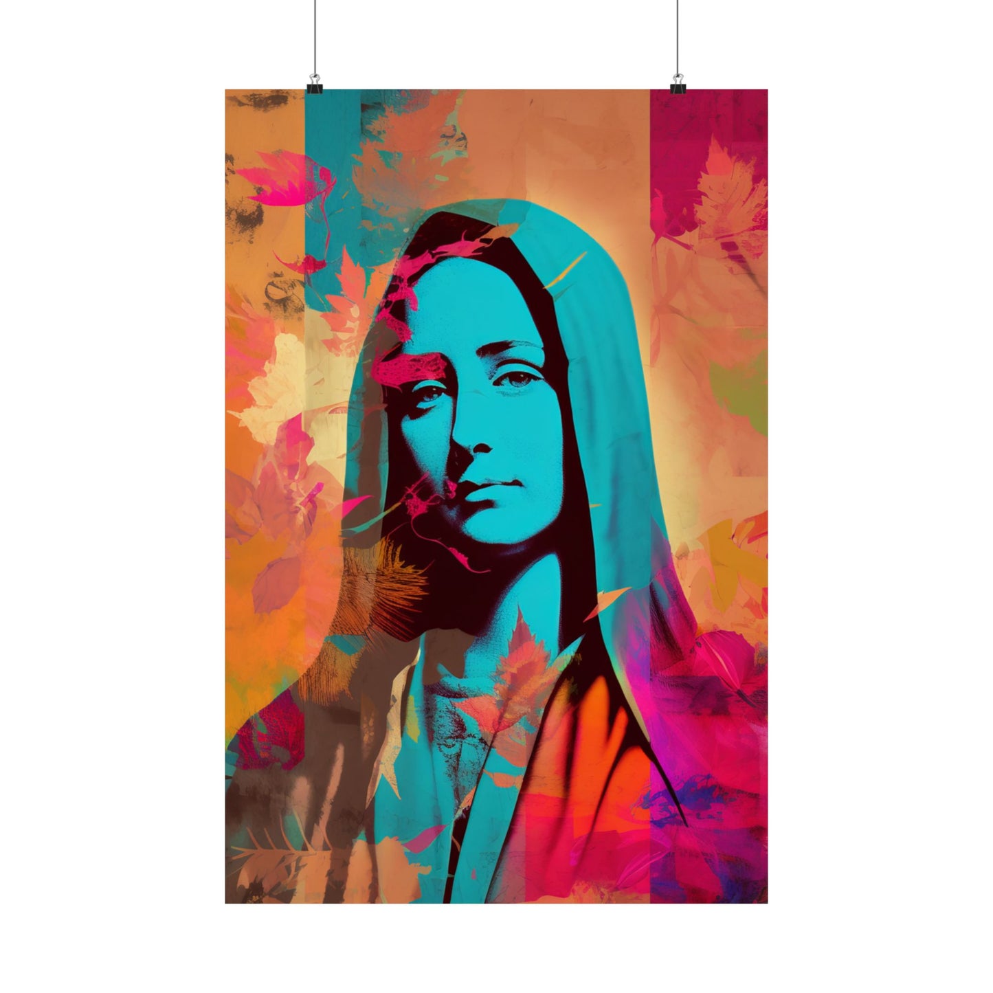 Mary The Blessed Virgin - Sanctified Souls Print - Multiple Sizes - Premium Matte Vertical Poster - Pop Surreal Lowbrow Art Style