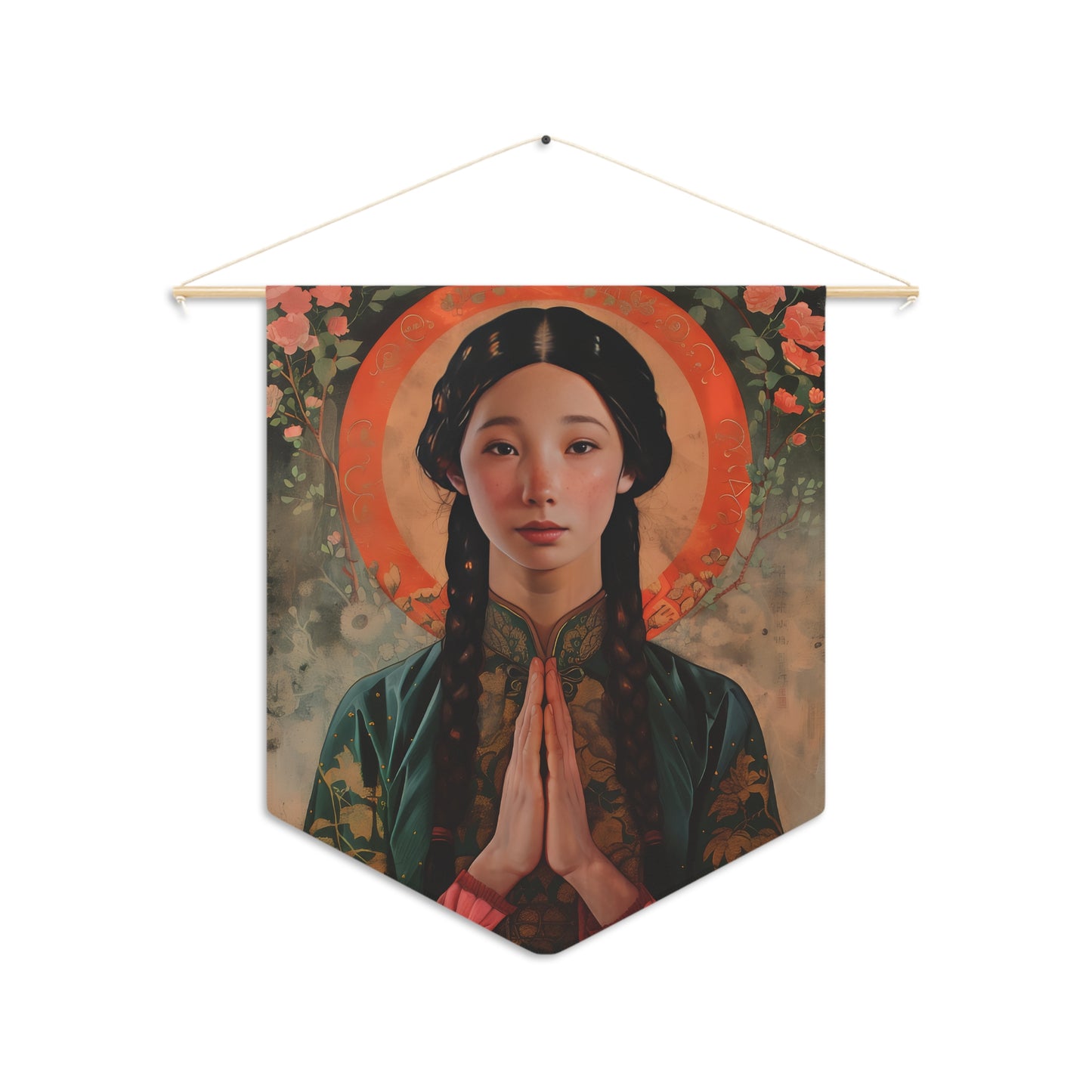 Saint Anna Wang Wall Banner / Wall Hanging / Pennant - Religious Wall Tapestry - Catholic Art - 18" x 21"