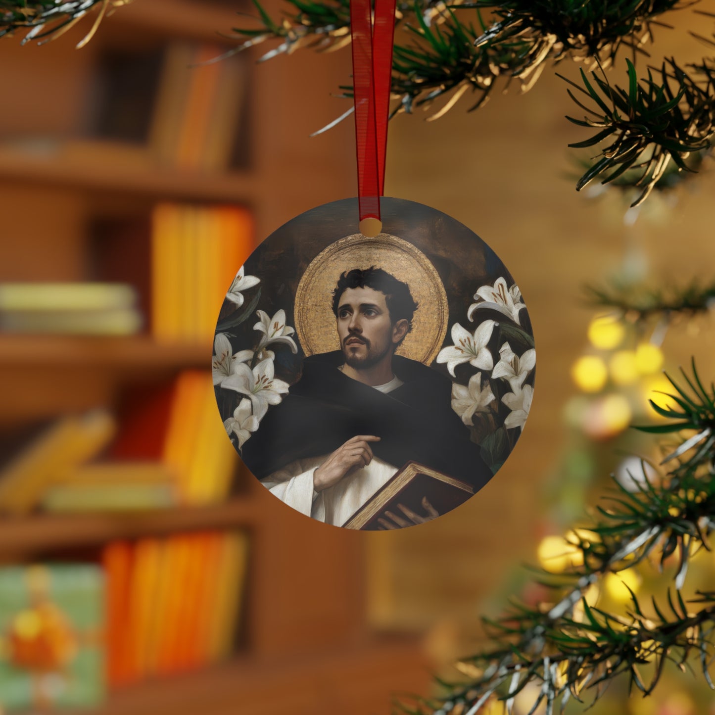 Saint Dominic Metal Ornament - Religious Holiday Christmas Ornament and Keepsake - Prayer Ornament