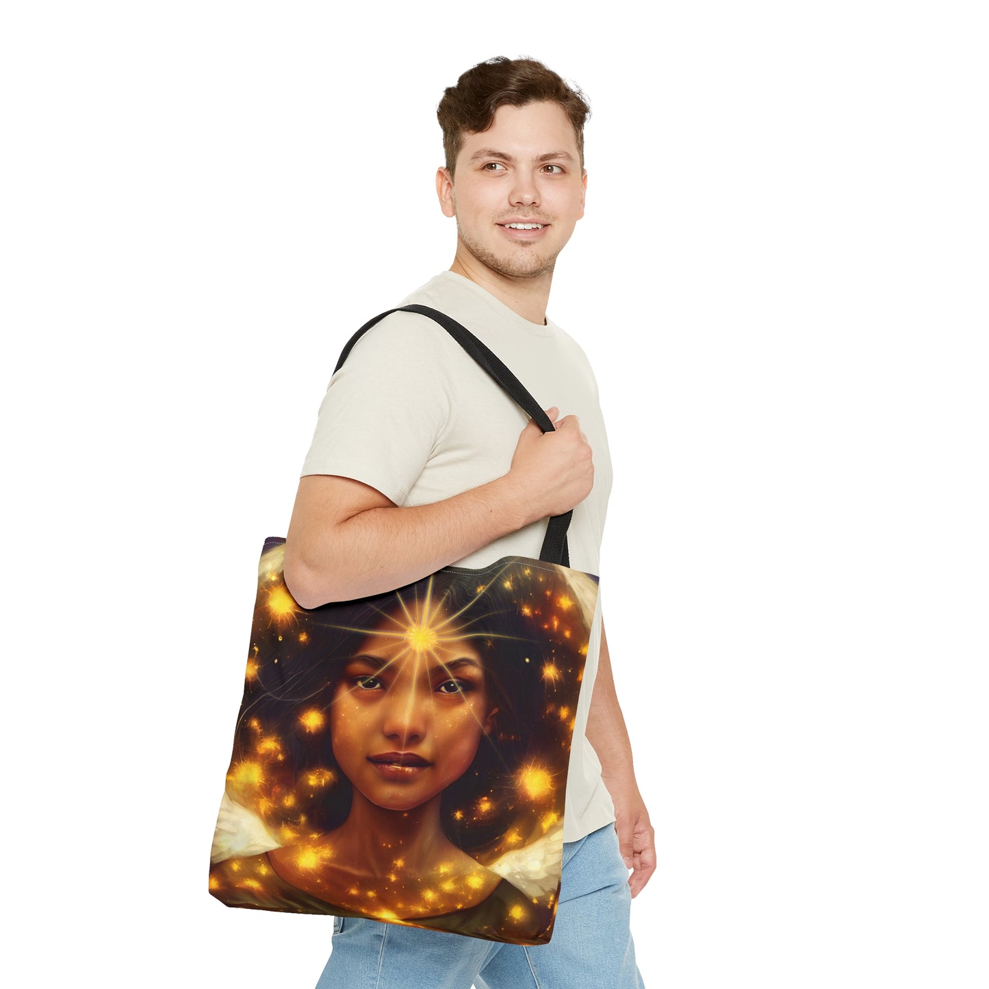 Uriel Tote Bag - Large Medium Small - Art Bag -  Guardian Angel Double Sided Purse - Carry All Bag - Spiritual Gift - Divine Oracle Art