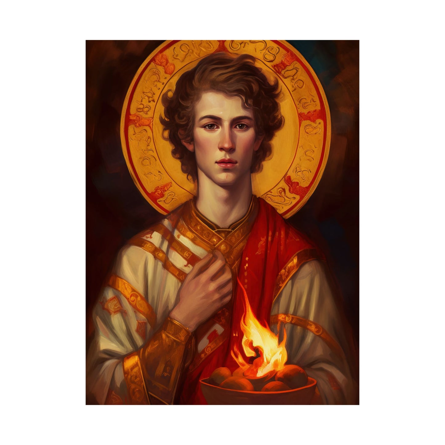 Saint Lawrence Deacon and Martyr  - Sanctified Souls Print - Multiple Sizes - Premium Matte Vertical Posters