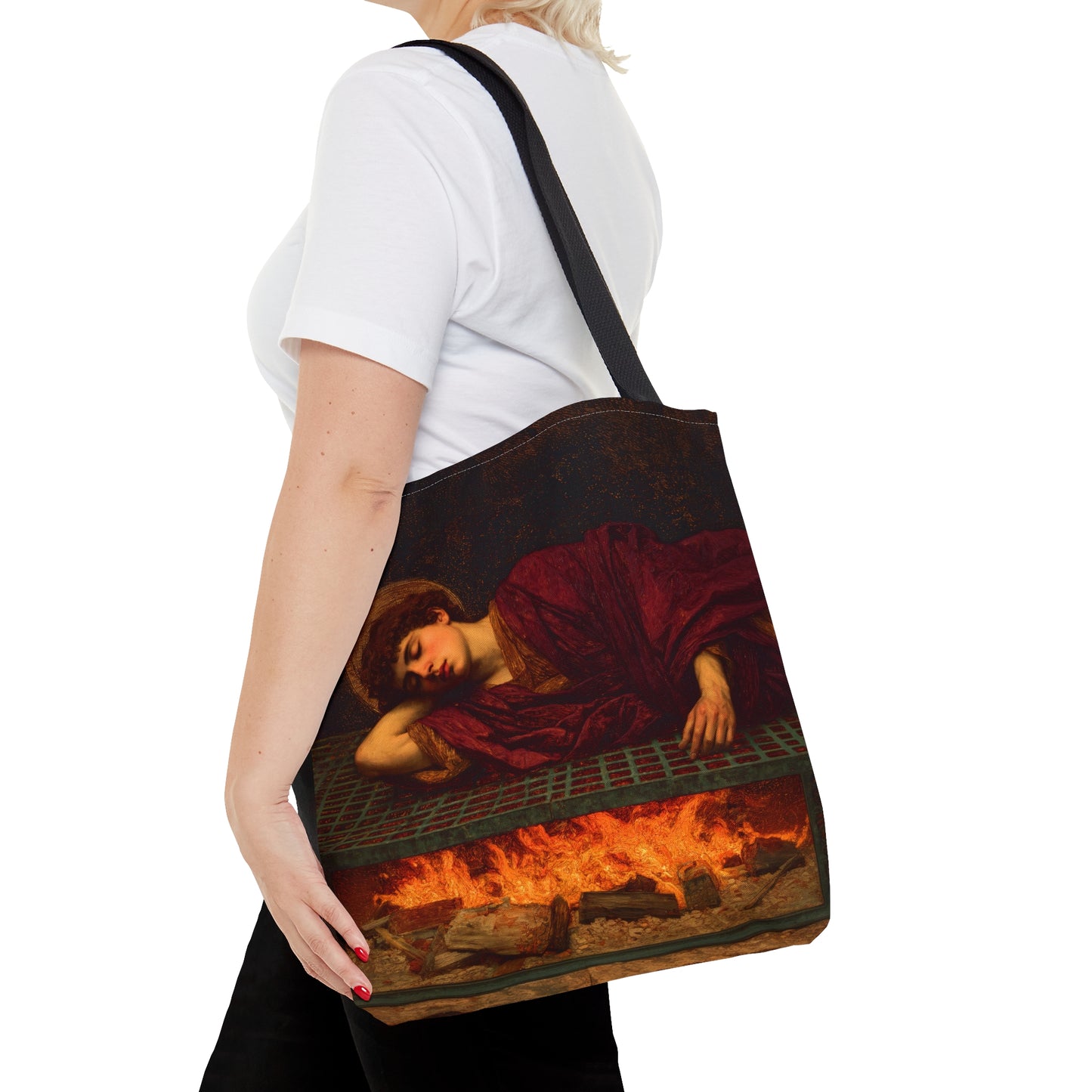 Saint Lawrence - Tote Bag - Large Medium Small Faith Art Bag - Bible Study Faith Purse - Double Sided
