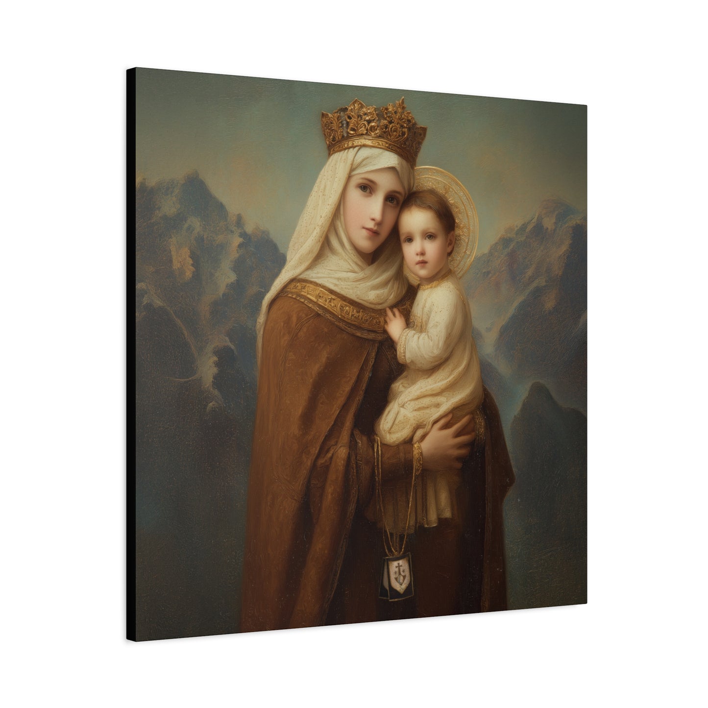 A Cord Between Heaven and Earth - Our Lady of Mount Carmel Wrapped Canvas Print - Multiple Sizes - Catholic Home art Matte Canvas, Stretched