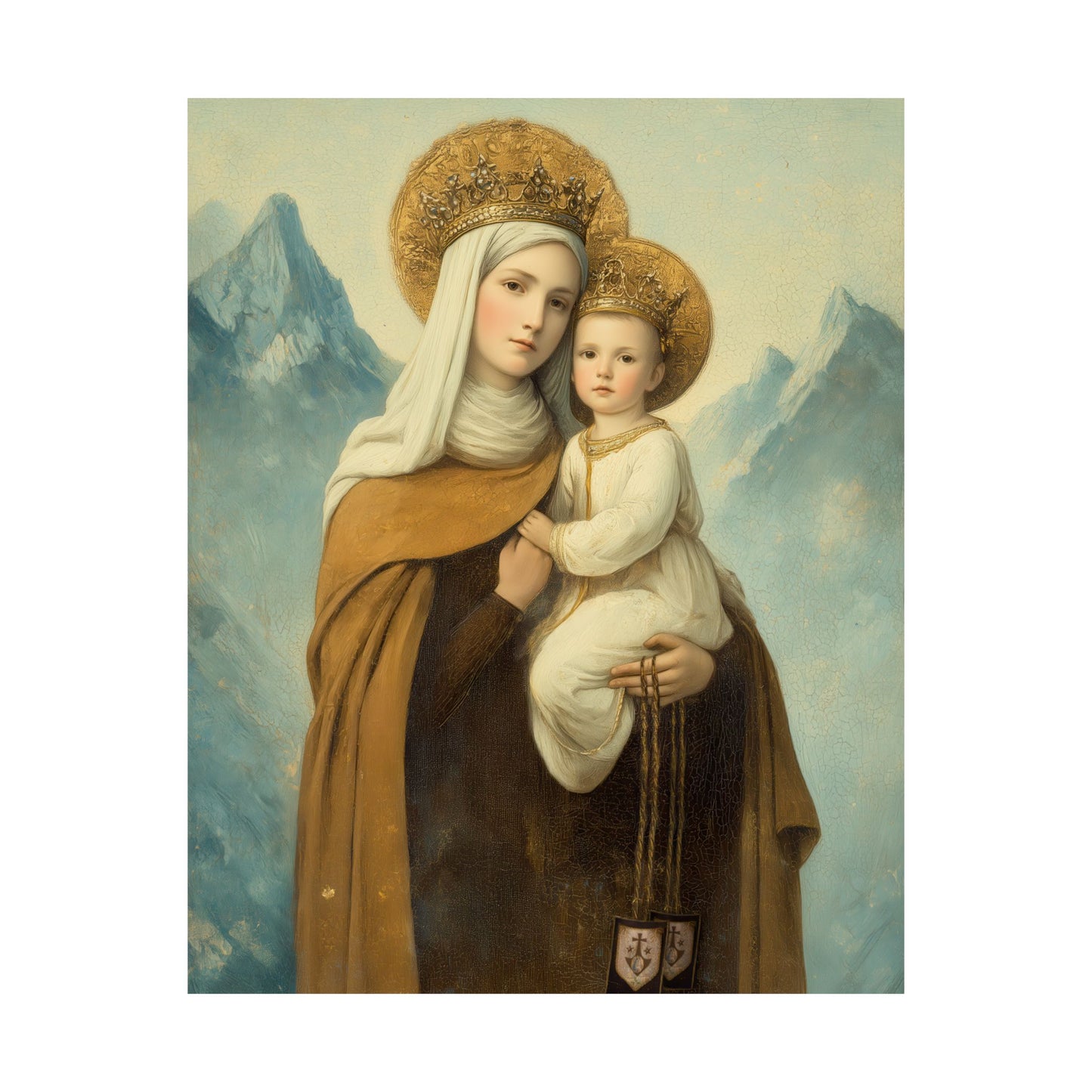 The Gift of the Scapular - Our Lady of Mount Carmel - Sanctified Souls Print - Multiple Sizes - Premium Matte Vertical Posters - Catholic