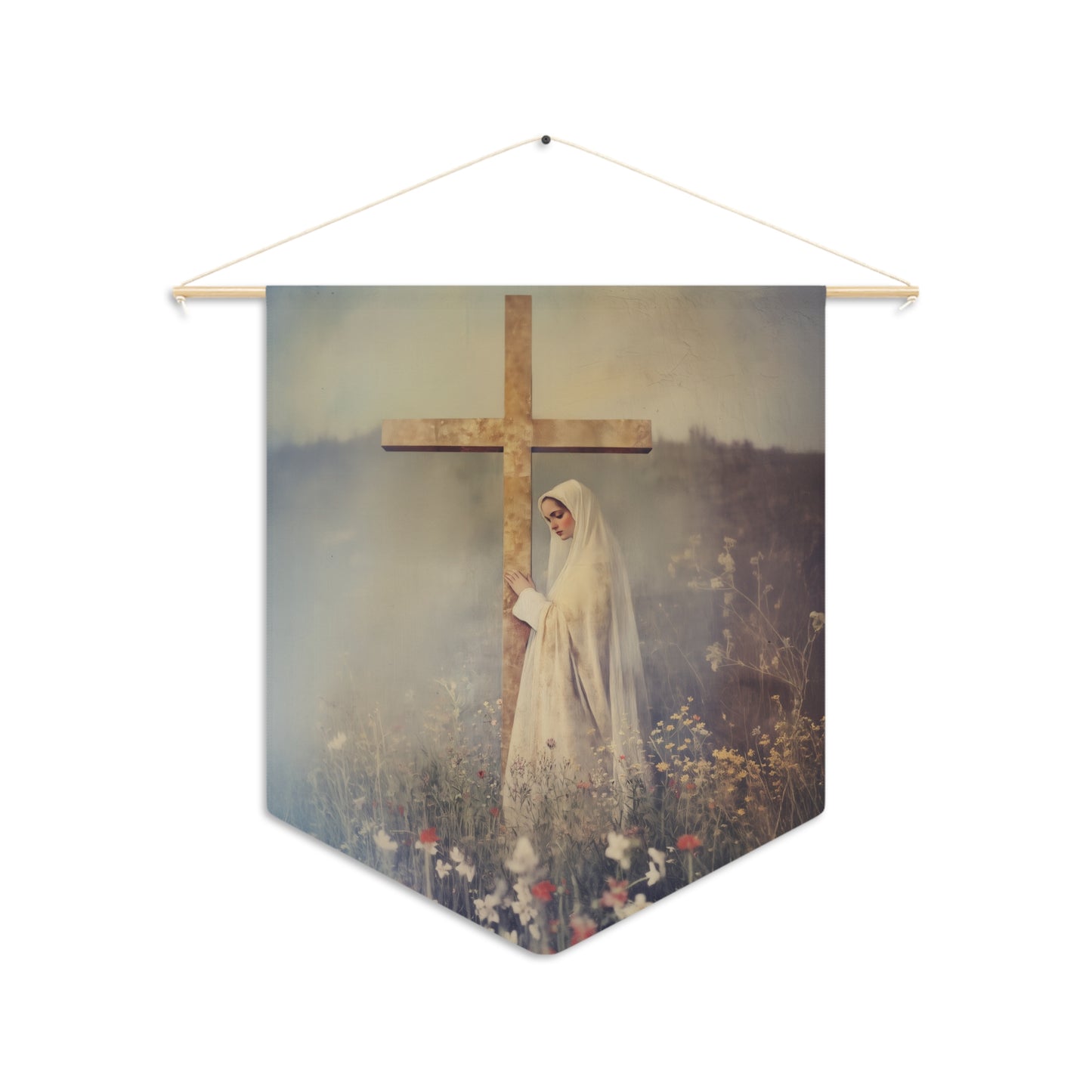 The Feast of the Exaltation of the Holy Cross Pennant / Banner / Wall Hanging - Prayer room art - 18" x 21" - Catholic - Large Banner