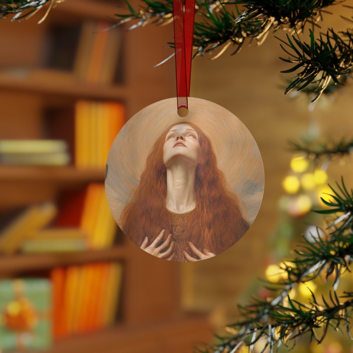 Saint Rosalia Metal Ornament - Religious Holiday Christmas Ornament and Keepsake - Double sided