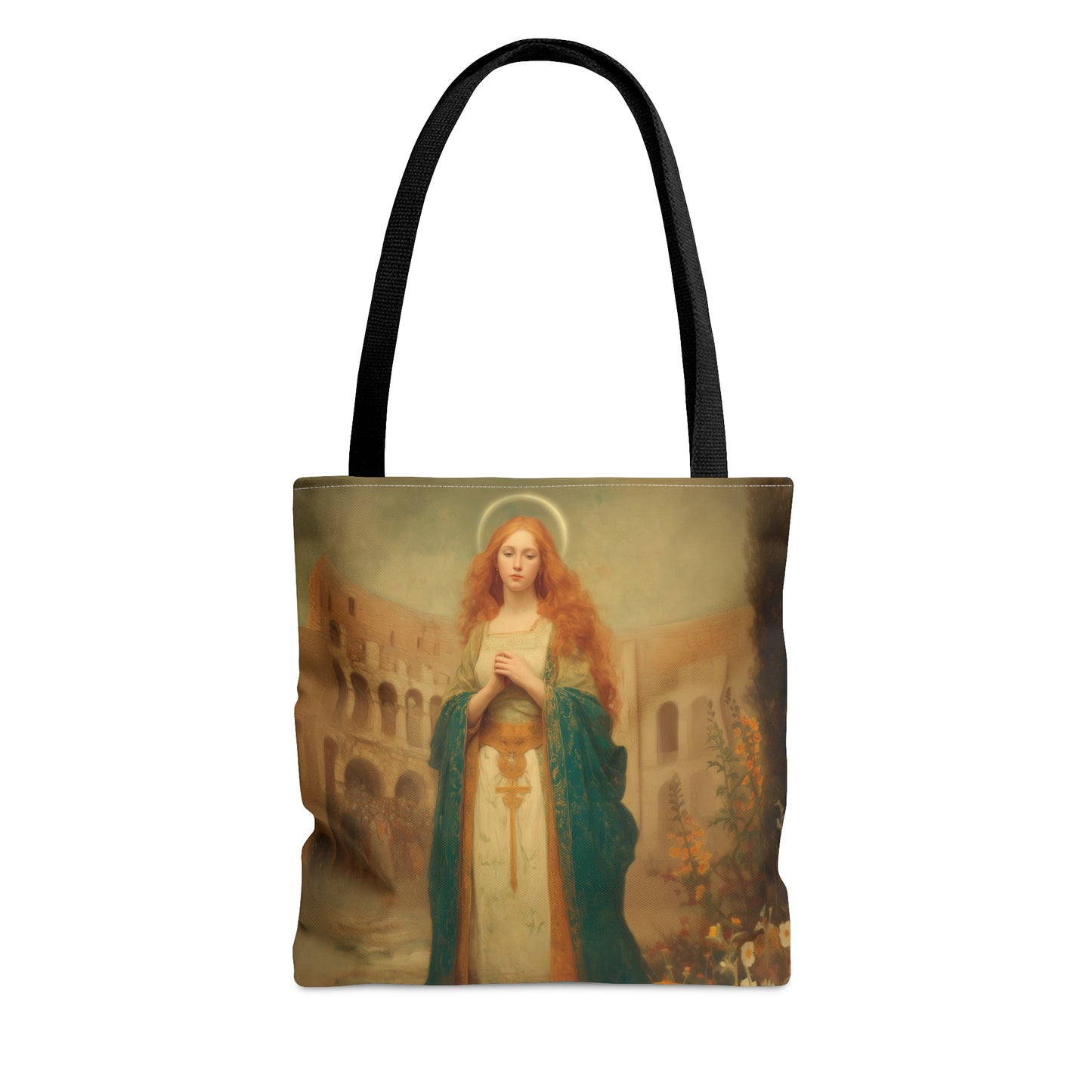 Saint Justina - Tote Bag - Large Medium Small Faith Art Bag - Bible Study Faith Purse - Double Sided Prayer Tote