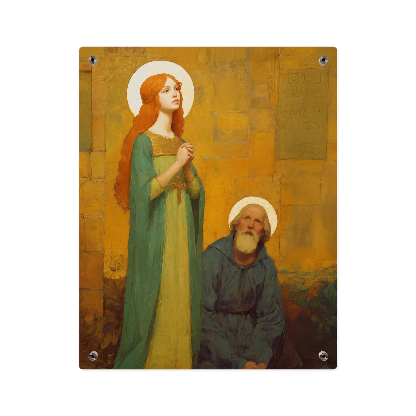 Saints Cyprian and Justina Wall Art Panel - Ready to Hang Acrylic Print - Catholic Saint Art - Patron Saint Print - Martyr Art
