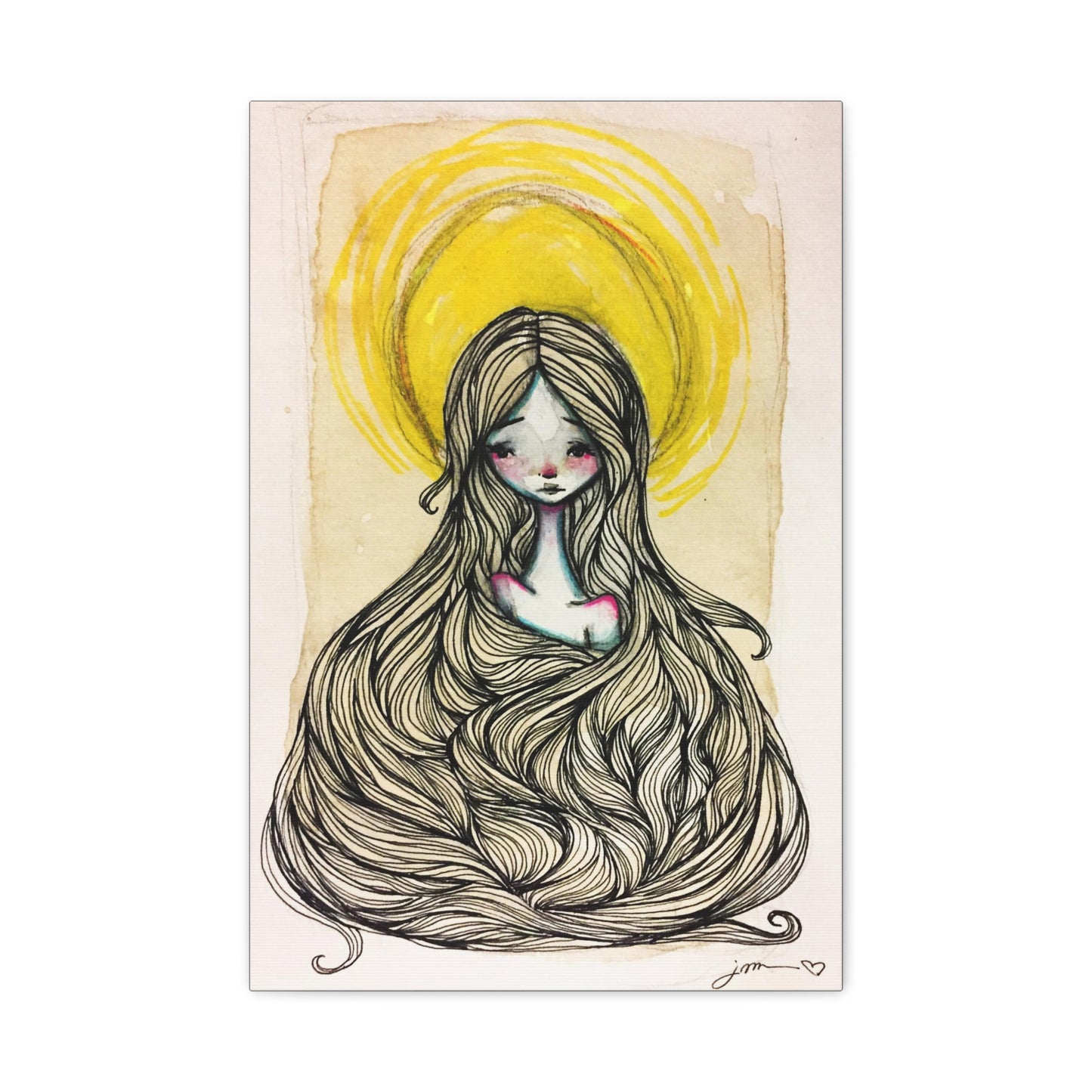 Saint Agatha of Sicily Canvas Print - Hand-Drawn Catholic Art Print | Christian Sacred Wall Art | Sanctified Solocosmo Religious Artwork