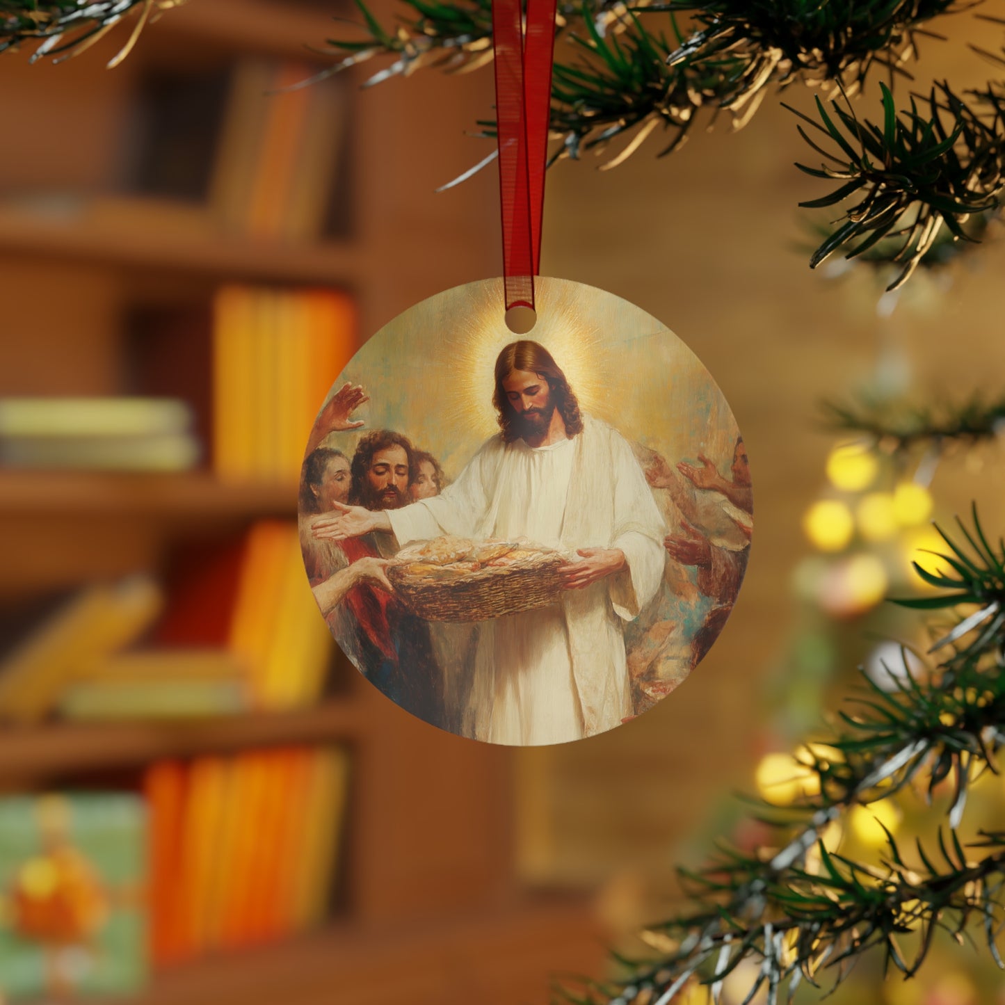The Quiet Multiplication of Love : Loaves and Fishes - Metal Ornament - Religious Holiday Christmas Ornament and Keepsake