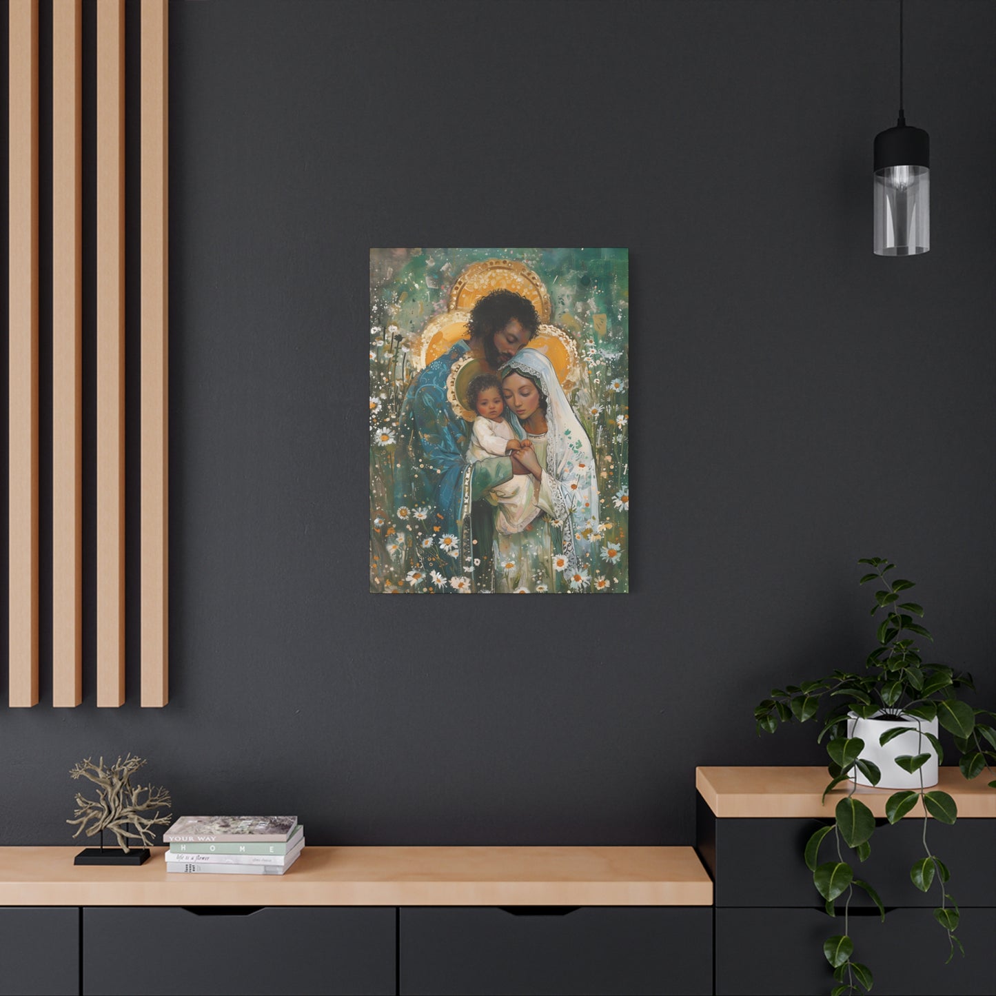 Sacred Sanctuary - Mary, Joseph, and the Infant Jesus  - Museum Wrapped Canvas - Sanctified Souls Print - Religious Art - The Holy Family
