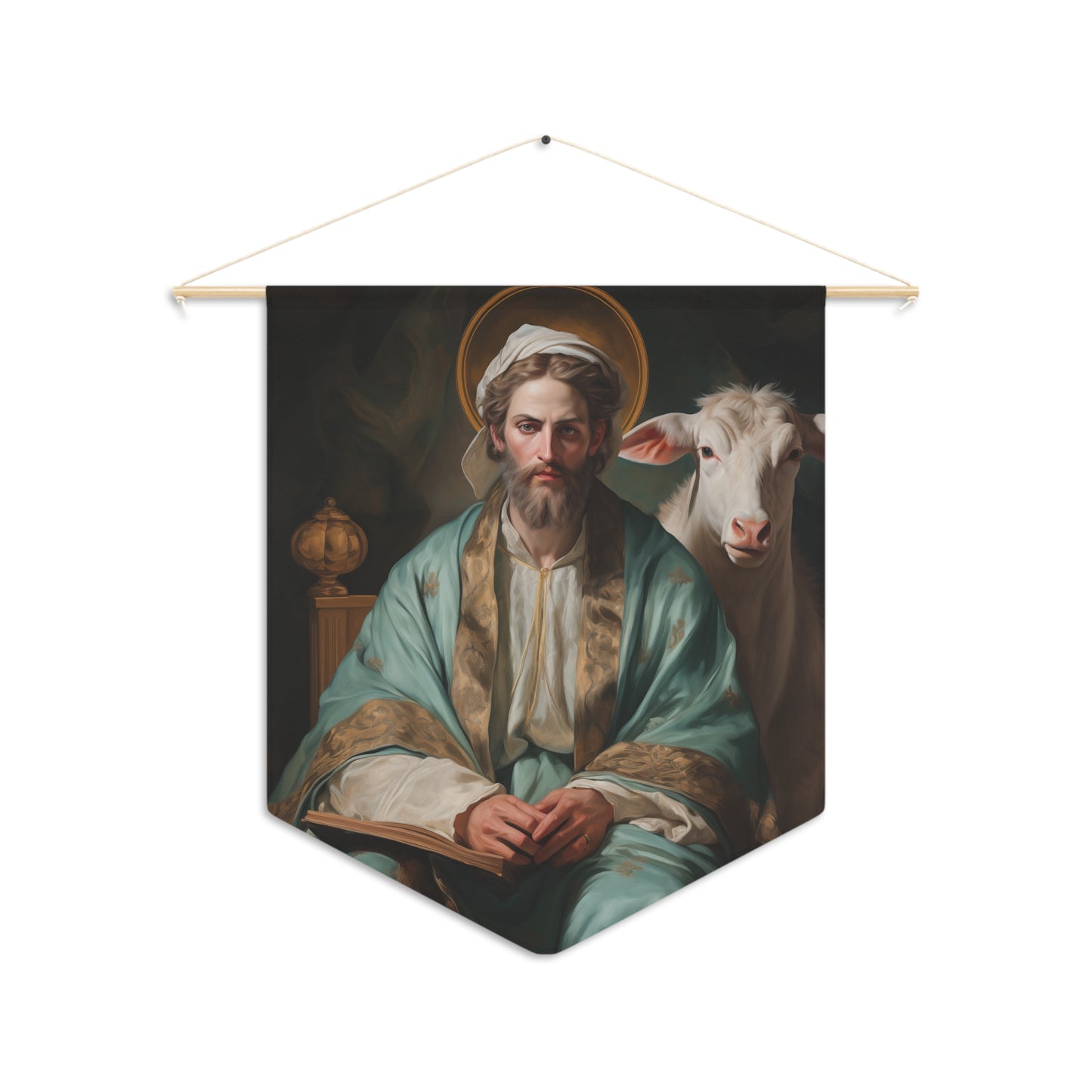 Saint Luke the Evangelist Wall Banner / Wall Hanging - Prayer room art - Catholic Home Art - Large Saint Art for your home - 18" x 21"