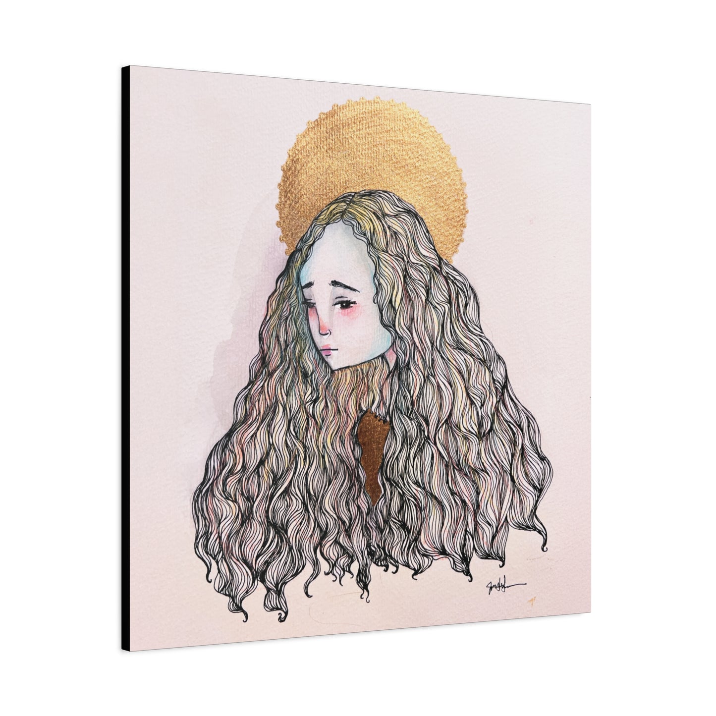 Saint Philomena Canvas Print - Hand-Drawn Catholic Art Print | Christian Sacred Wall Art | Sanctified Solocosmo Religious Artwork