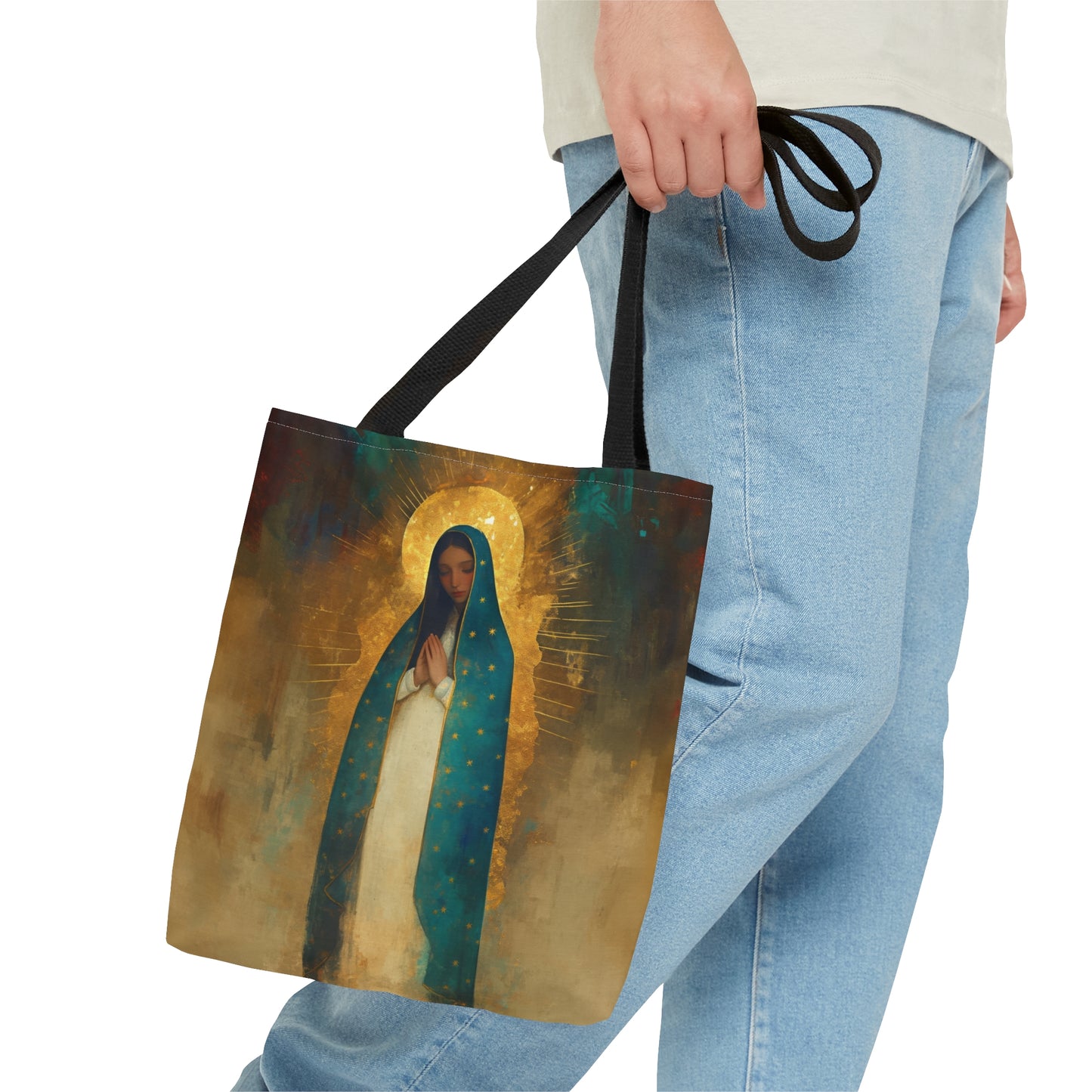 Flower of the new World - Our Lady of Guadalupe Tote Bag - Large Medium Small Faith Art Bag - Catholic Faith Purse - Double Sided