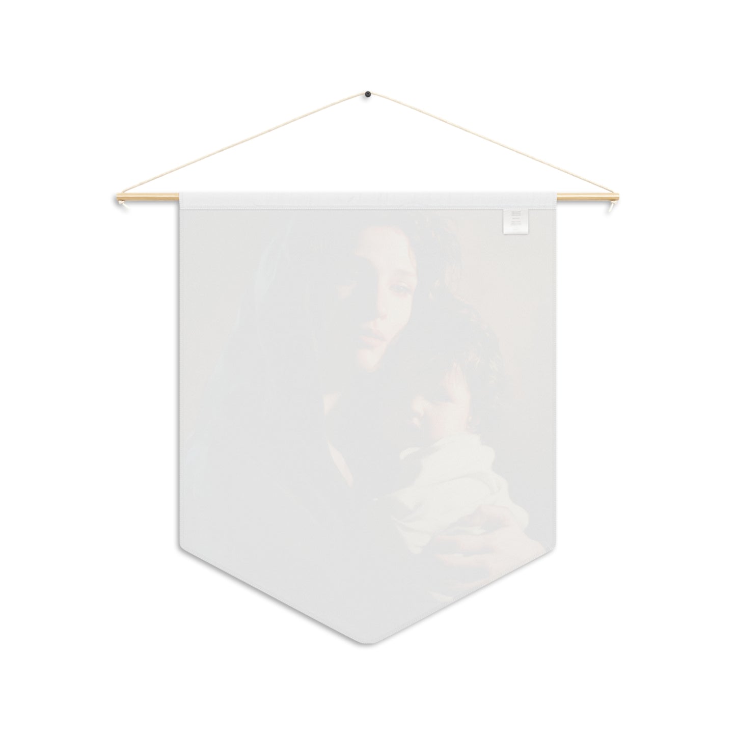 A mother's Gentle Embrace - Mary and The Christ Child Pennant / Banner / Wall Hanging - Prayer room art - 18" x 21" - Catholic Religious