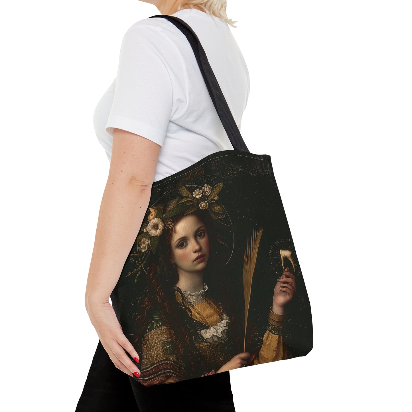 Saint Apollonia Tote Bag - Large Medium Small Faith Art Bag - Catholic Faith Purse - Religious Carry All Reusable Tote Bag