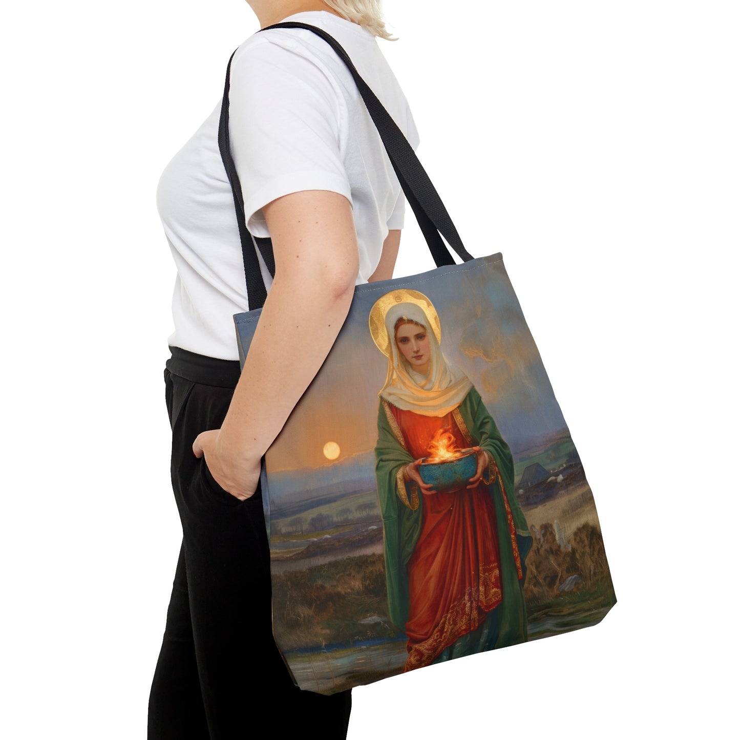 Saint Brigid of Ireland / Kildare Tote Bag - Large Medium Small Faith Art Bag - Catholic Faith Purse - Religious - Prayer Bag - Devotional